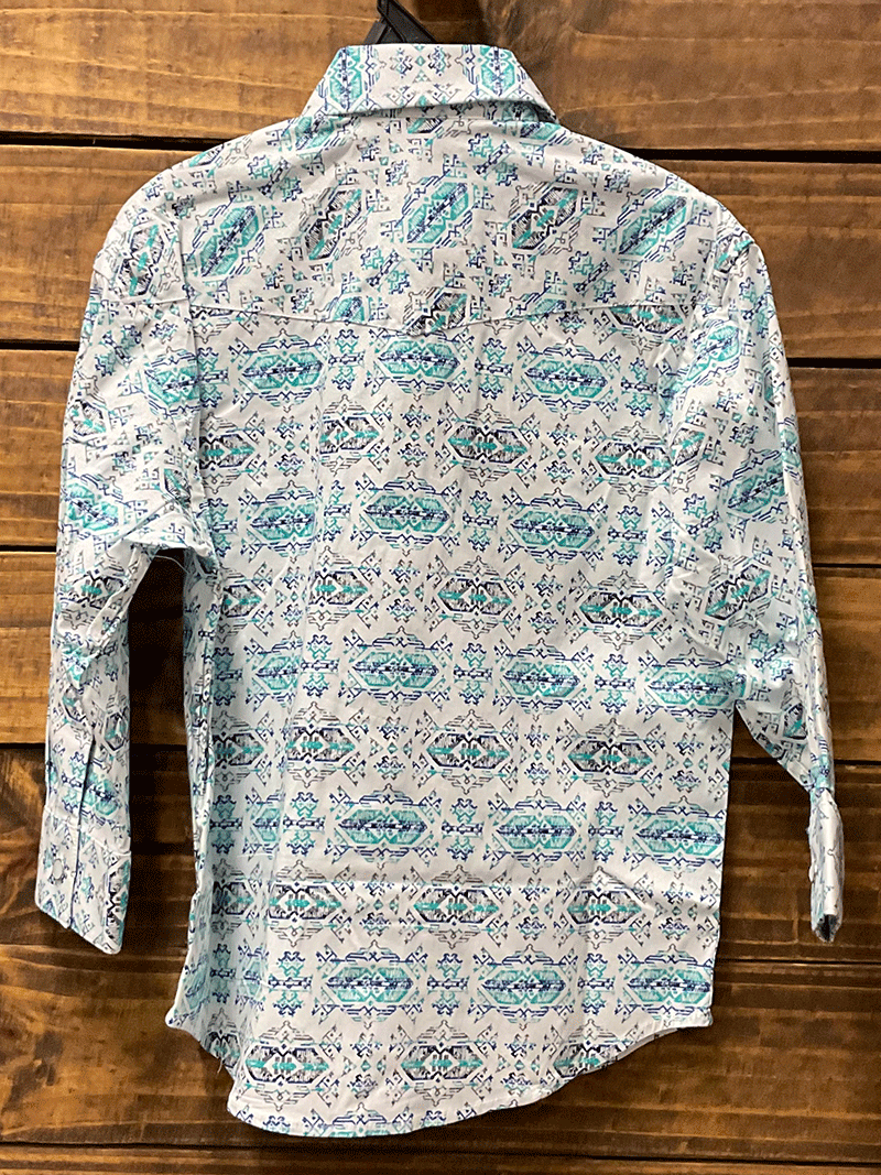 Panhandle R2S3254 Boys' Long Sleeve Snap Button Shirt in Turquoise - Perfect for School, Playdates & Special Occasions