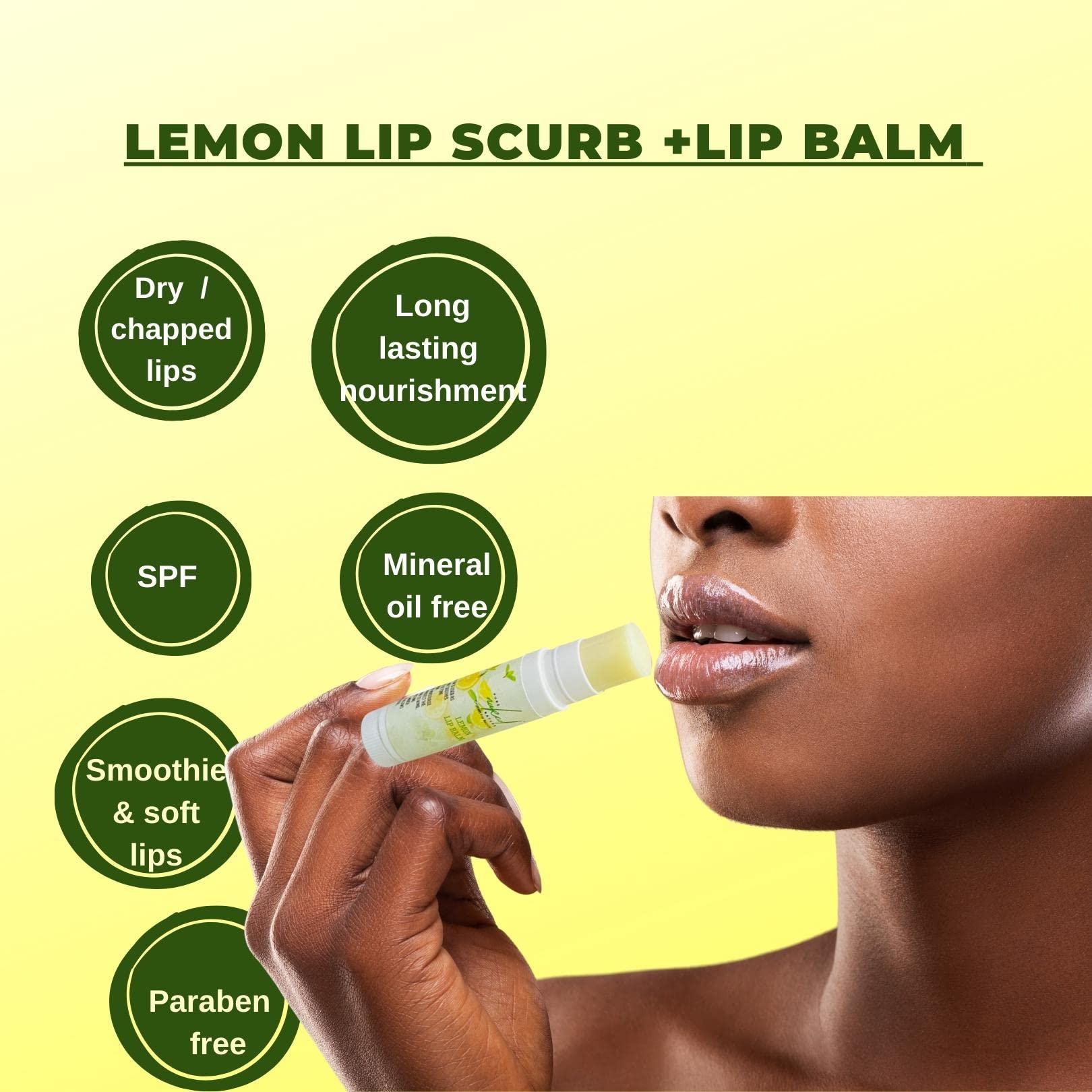 PURE NAKED NATURE Lemon Extract Lip Scrub & Balm Set - Dark Lip Lightening Treatment for Soft Pink Lips | Paraben-Free | Perfect for Daily Lip Care & Nighttime Treatment
