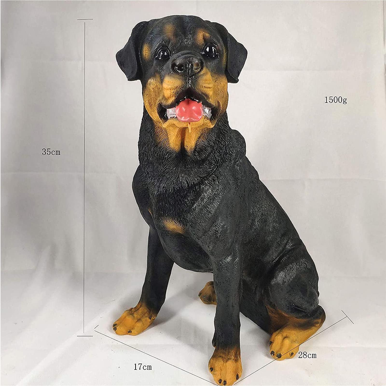 Solar Powered Rottweiler Statue - Outdoor Garden Dog Ornament with Detachable LED Solar Lights Lantern, Weatherproof Resin Decor for Patio, Lawn, Yard & Backyard