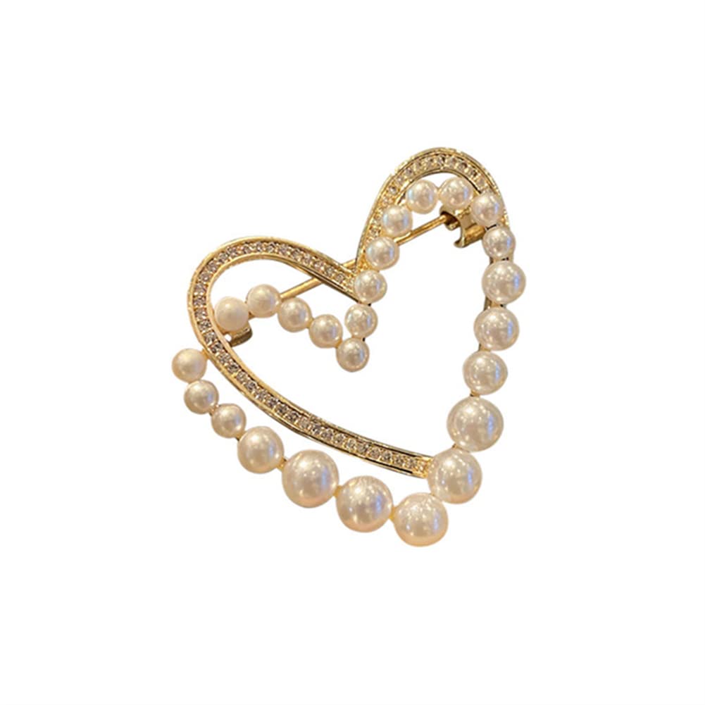 Heart-Shaped Pearl Brooch with Crystals - Elegant Lapel Pin for Women's Dresses, Coats, Sweaters & Hats | Perfect Jewelry Gift for Weddings, Anniversaries & Romantic Occasions | Adds Glamour to Scarves, Shawls & Formal Attire