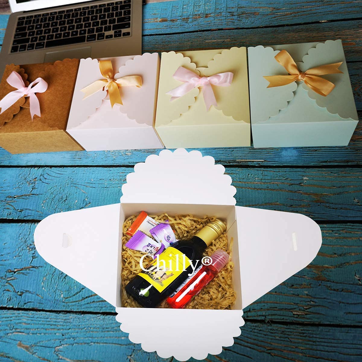 20 Pcs White Paper Gift Boxes with Ribbons - 3