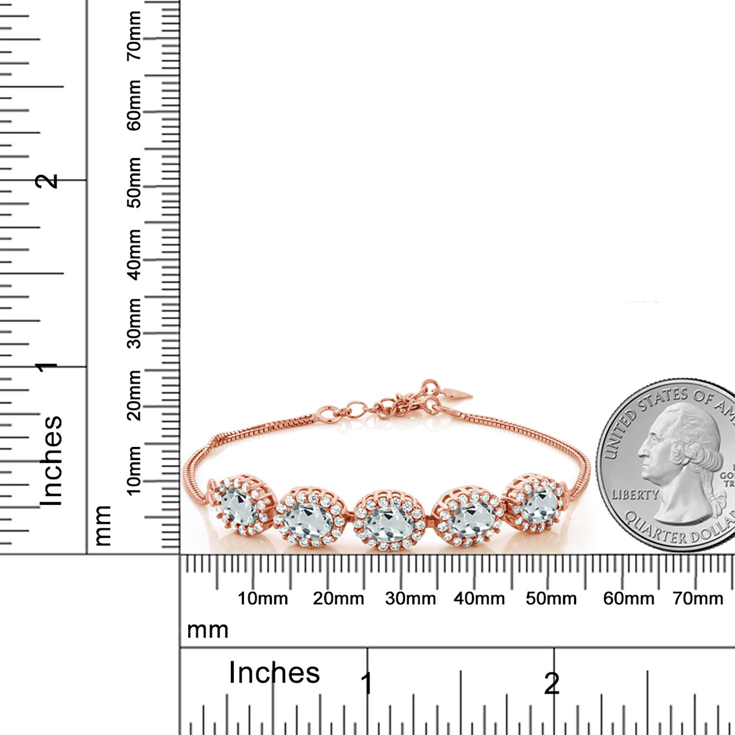 Gem Stone King 4-8 Cttw Oval Cut Birthstone Tennis Bracelet for Women | 7X5MM Genuine Gemstones | 18K Rose Gold Plated Sterling Silver | 7-8.5 Inch Adjustable | Fine Jewelry Gift for Mom, Wife, Anniversary, Birthday | Perfect for Weddings, Parties & Special Occasions