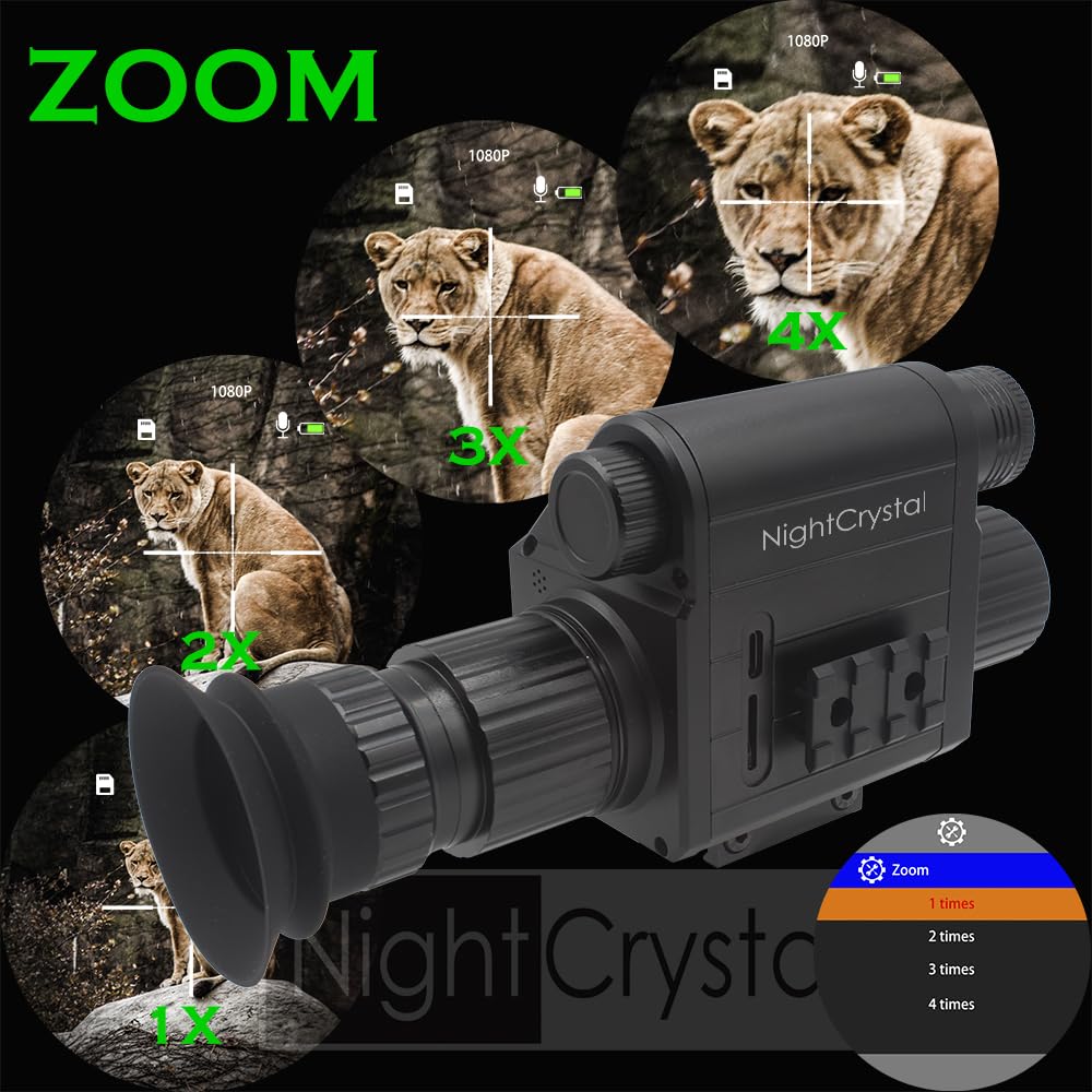 1080P HD Tactical Hunting Night Vision Scope with Built-in IR Flashlight, OLED Screen, DVR & Adjustable Crosshairs - Perfect for Night Hunting, Wildlife Observation & Security Surveillance