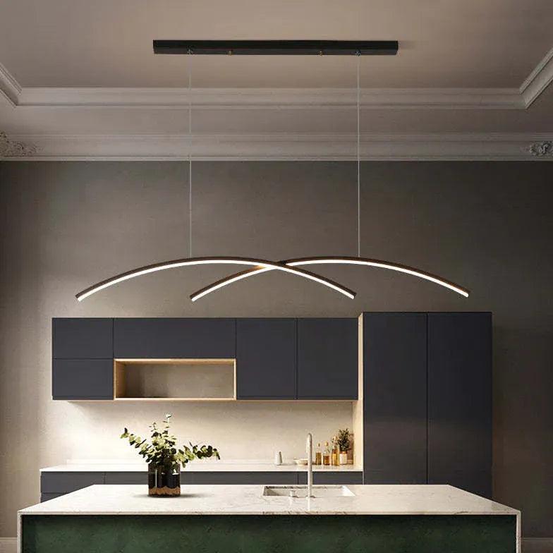 Modern Geometric Strips Pendant Light - Industrial Kitchen Island Lighting Fixture for Dining Room, Bar, Cafe & Restaurant Decor