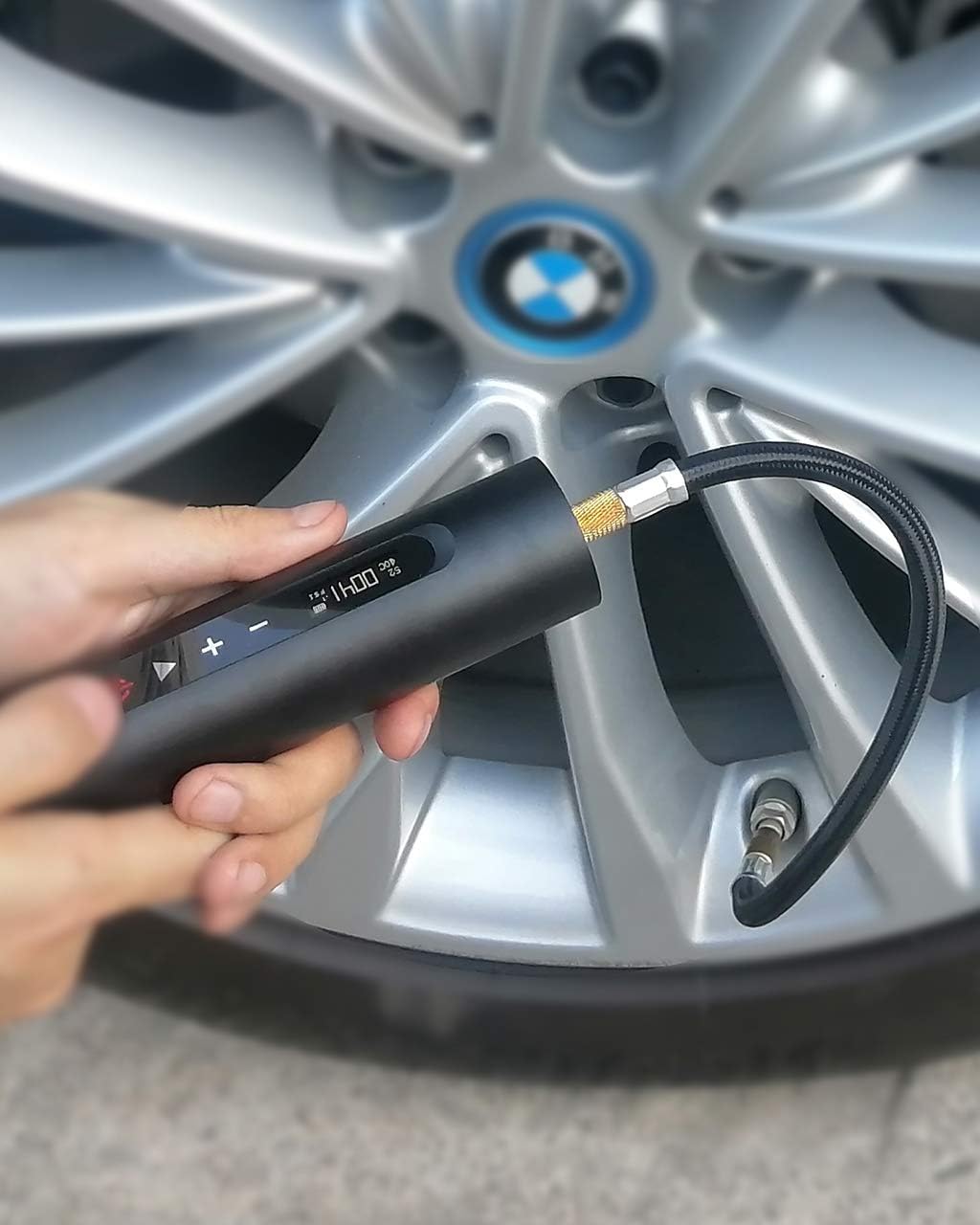 Portable Tire Inflator Air Compressor - Digital Car Tire Pump with 0.01 Accuracy Pressure Gauge, 175PSI & 50L/MIN Flow Rate, 90% Metal Construction, OLED Touch Screen & Rechargeable Battery - Perfect for Road Trips, Emergency Flat Tires & Home Garage Use