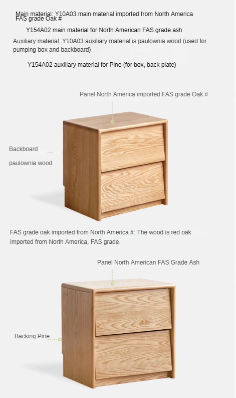 Solid Oak and Ash Wood Nightstand - Sturdy Bedside Table for Bedroom, Living Room, or Guest Room - Perfect for Storage and Decor