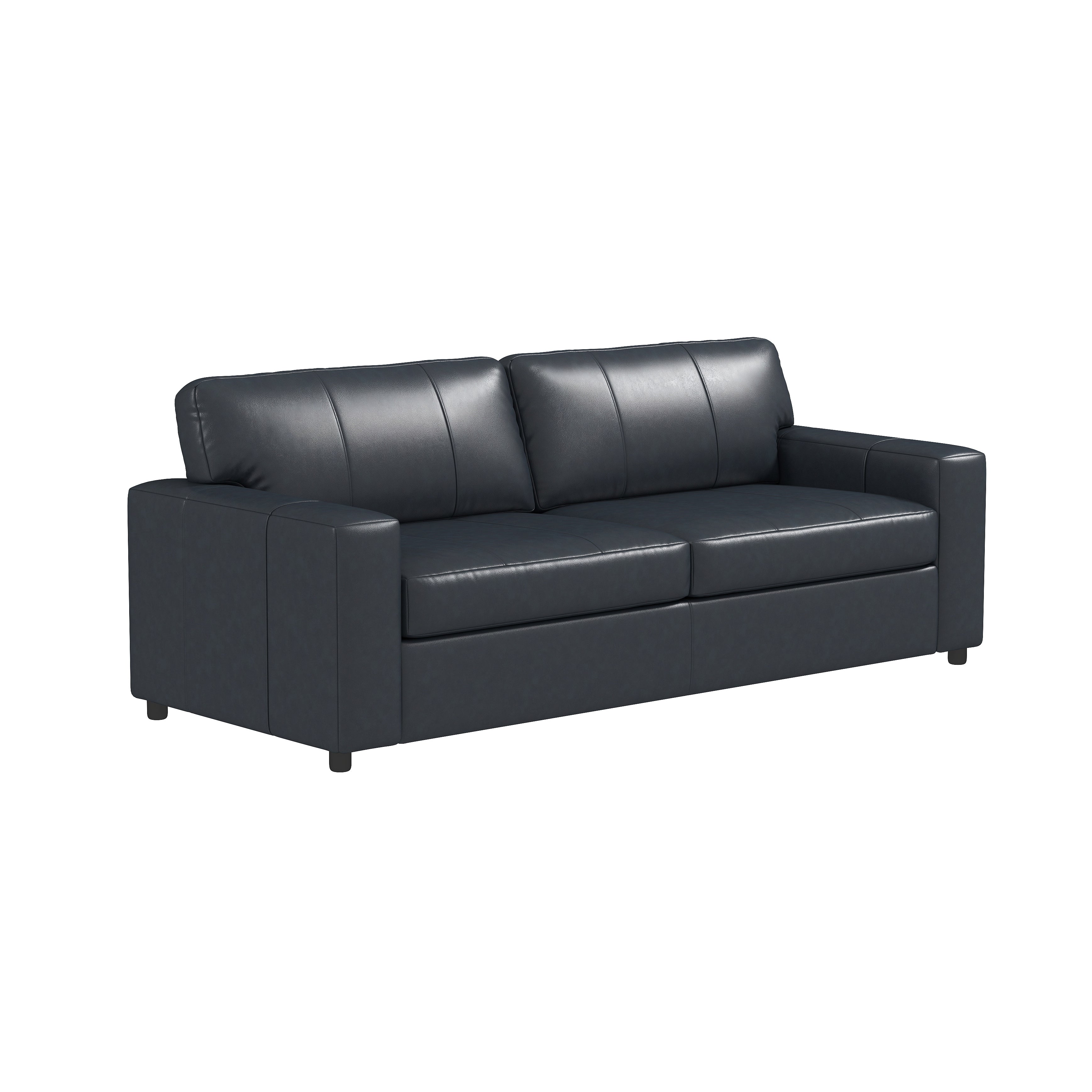 Roundhill Furniture Sakan Genuine Leather Upholstered Sofa - Modern Living Room Couch for Home, Office & Lounge Comfort