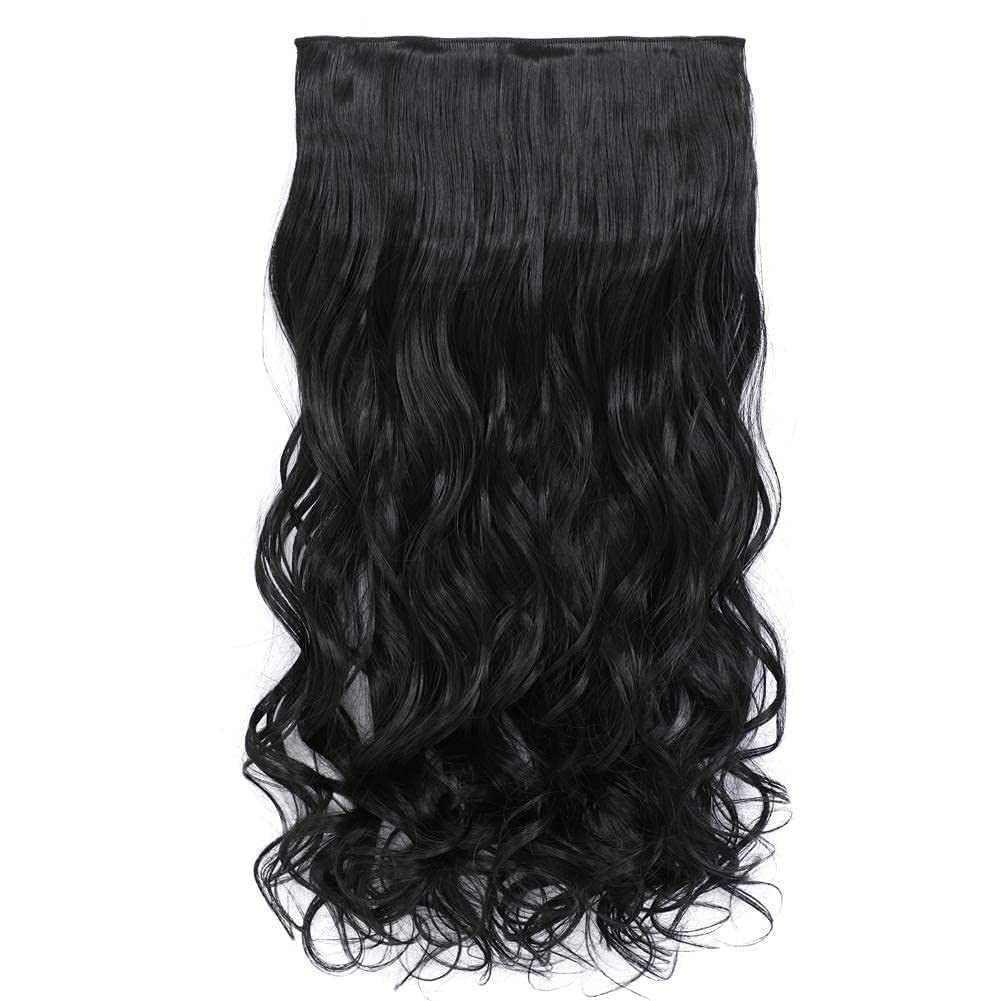 Flushia® 24-Inch 5-Clip Human Hair Extensions for Women - Natural Brown Curly & Wavy Hair Extensions for Length & Volume - Perfect for Parties, Weddings & Daily Styling