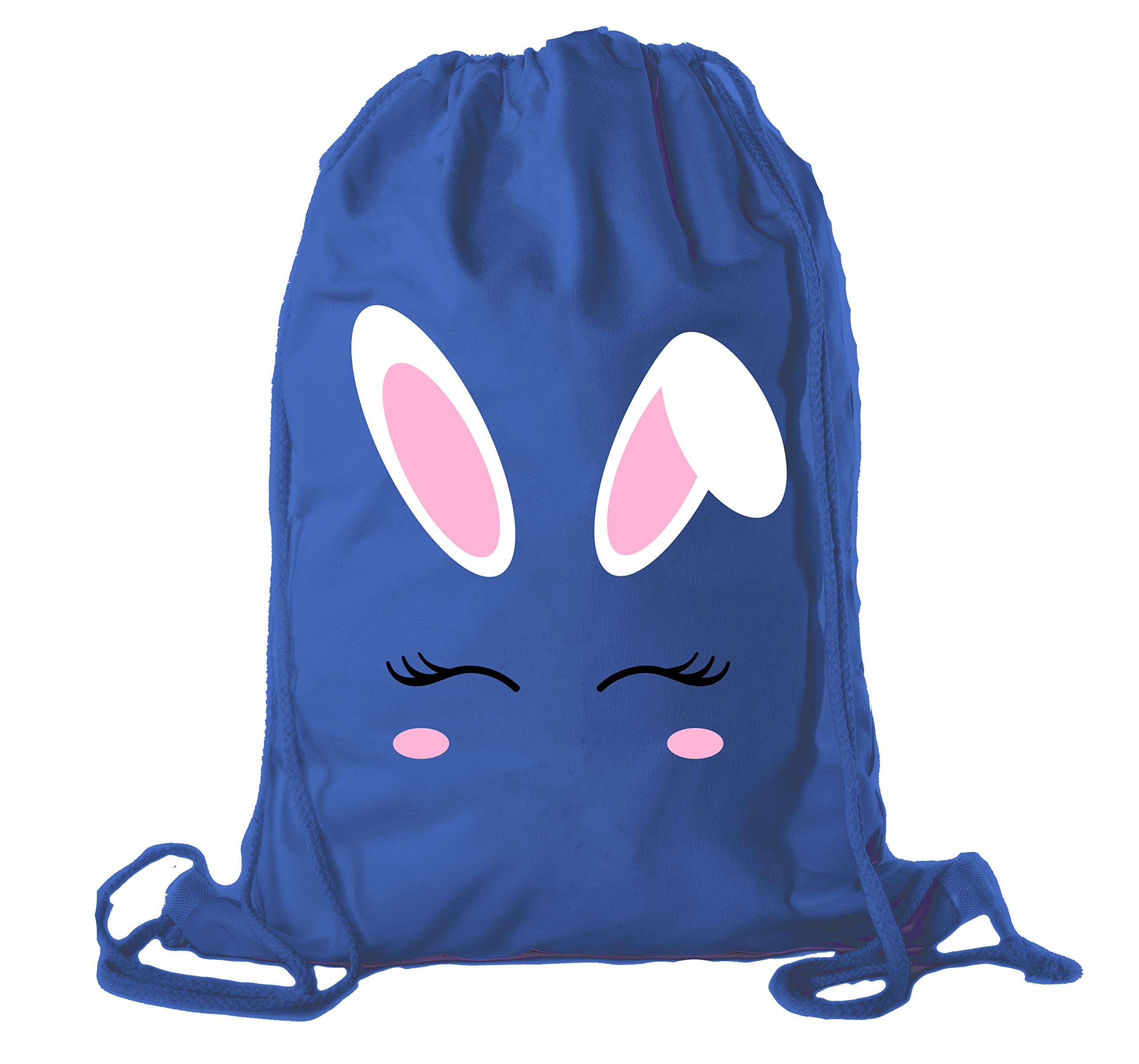Easter Basket Backpack - Bulk Cotton Drawstring Cinch Bags for Easter Bunny Gifts - Bunny Face Design - Perfect for Easter Egg Hunts, Party Favors & Kids' Treats