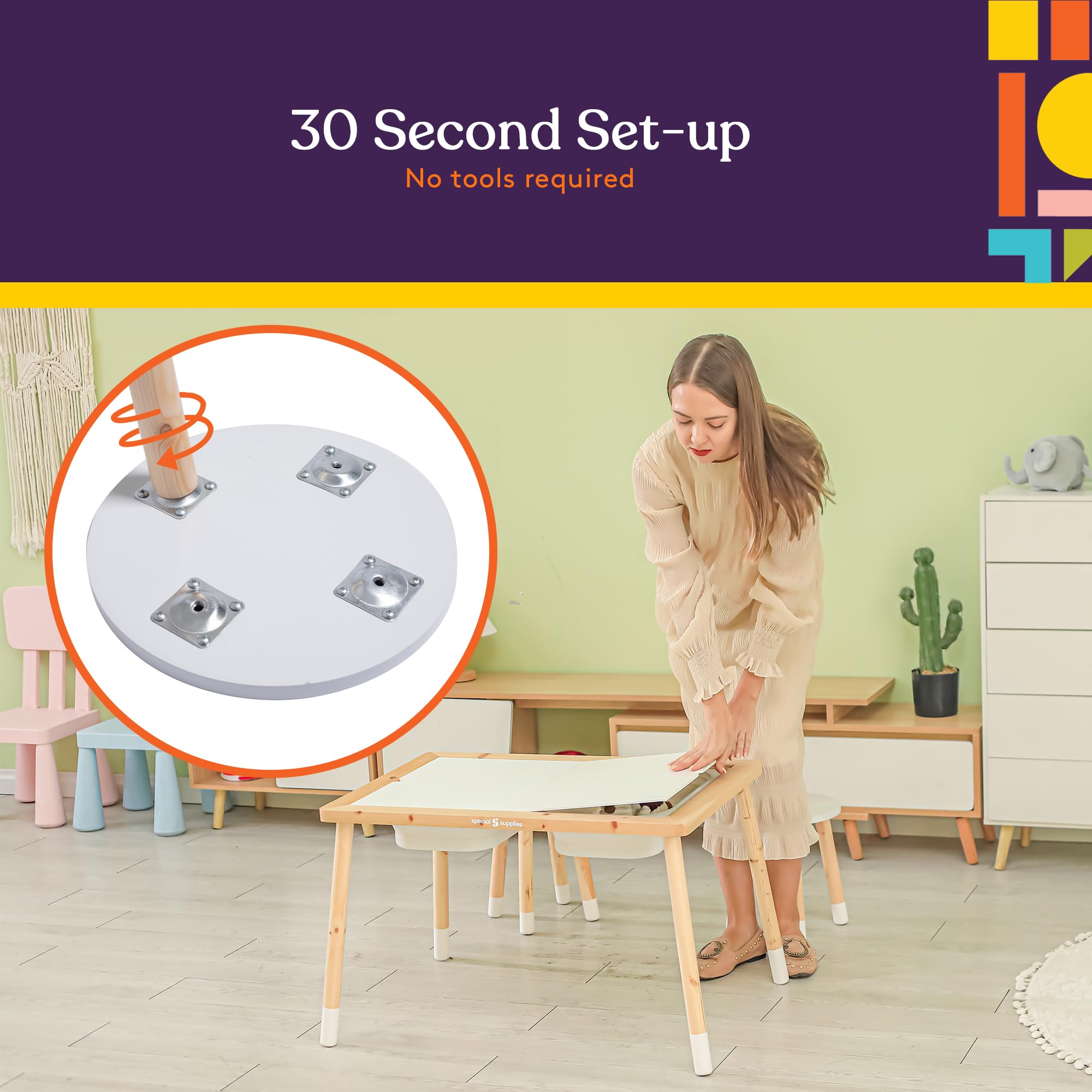 Premium Kids Sensory Table Set with Deep Water & Sand Bins - Writable Lids, Chalk & Dry Erase Markers for Active Learning, Creative Play & Arts - Pine Wood (2 Bins) - Perfect for Preschool, Daycare & Home Playrooms