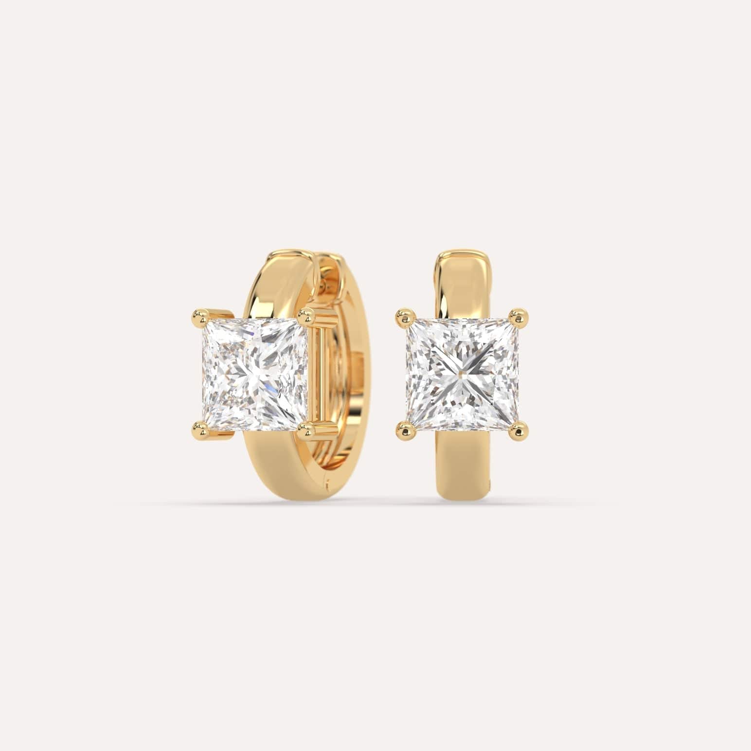 2 Carat Princess Cut Diamond Hoop Earrings for Women - 14K White Gold Dangle Earrings for Wedding, Anniversary & Special Occasions