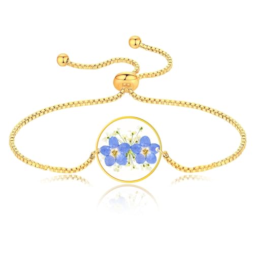 Forget-Me-Not and Queen Anne's Lace(Round)-Gold