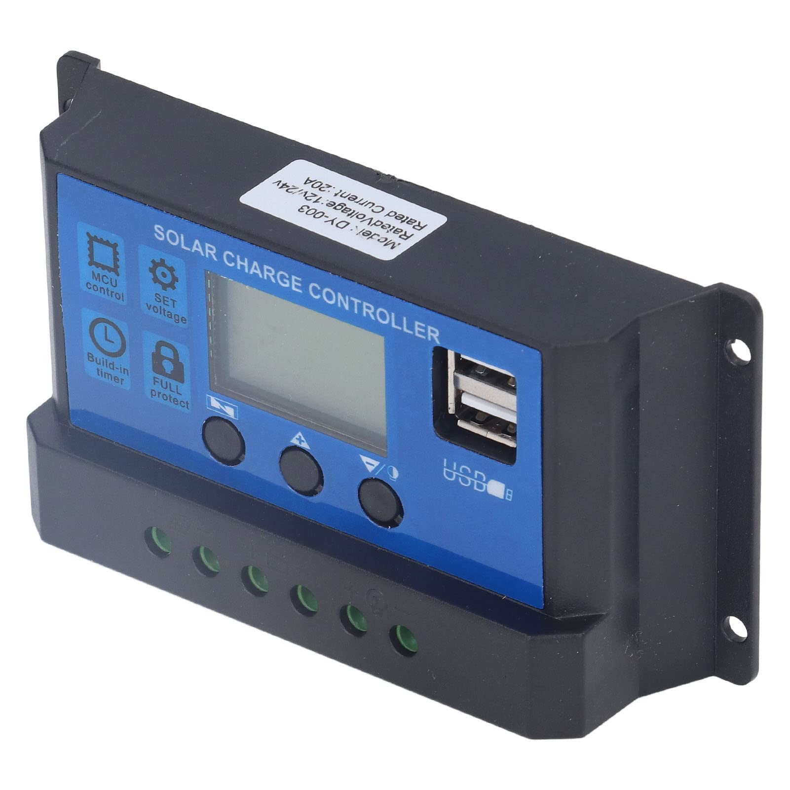 Kadimendium Solar Panel Battery Regulator - 12V/24V Solar Charge Controller with 2 USB Ports & Backlit LCD Display for RV, Boat, Off-Grid Power Systems | Waterproof & Efficient Solar Energy Management
