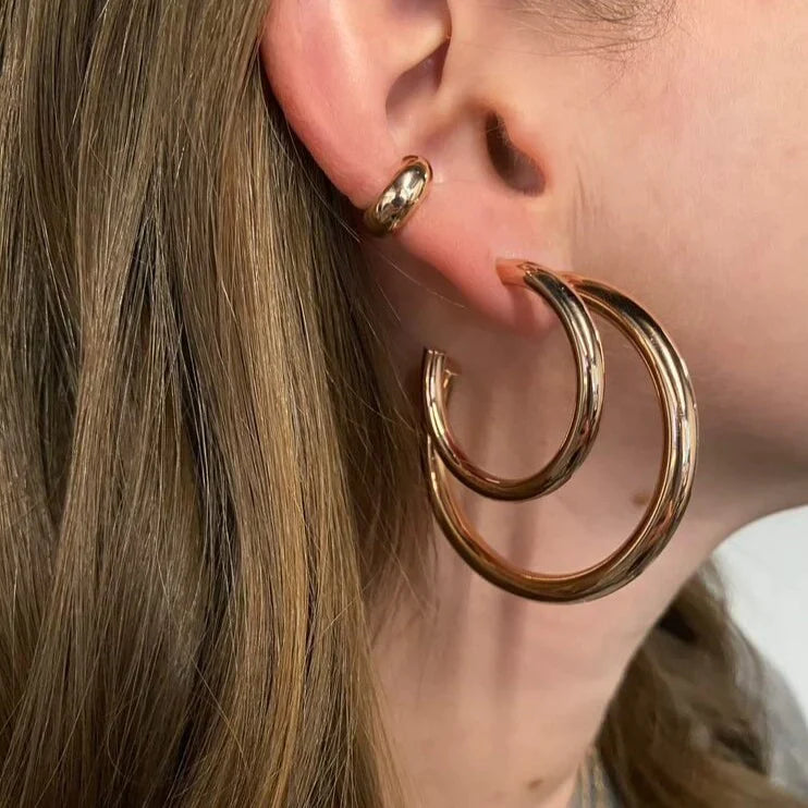 50mm Tube Hoop Earrings for Women - Sterling Silver Hollow Chunky Hoop Earrings - Trendy Minimalist Jewelry for Everyday Wear, Parties & Gifts