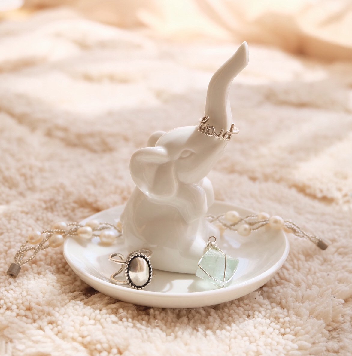 PUDDING CABIN Elephant Ring Holder Dish - Elegant Wedding, Engagement, Bridal Shower Gift for Women, Mom, Girls, Aunt, Sisters - Perfect for Christmas, Birthday, Anniversary Celebrations - Ideal for Home Decor, Jewelry Organization, and Special Occasions