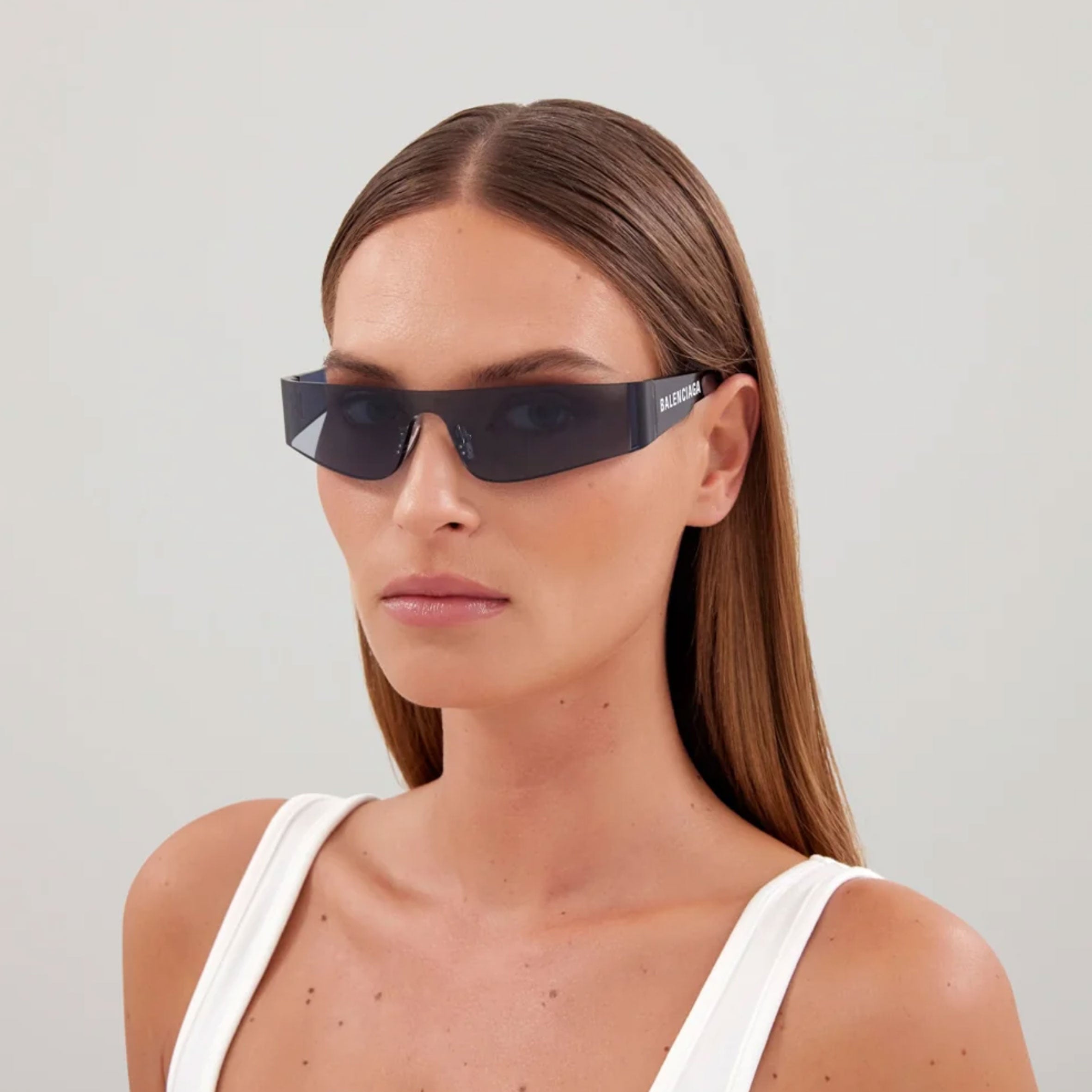 Balenciaga BB0041S MONO Rectangle Sunglasses - Black Polarized UV Protection for Women & Men | Fashion Luxury Shades for Driving, Beach & Outdoor Activities