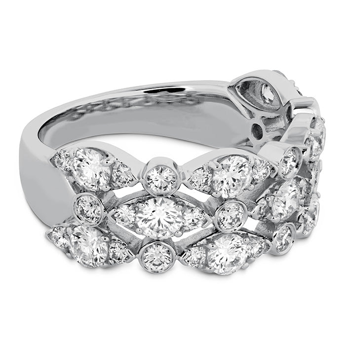 Hearts On Fire Bezel Regal Triple Diamond Ring - 14K White Gold Wedding Band for Women, Elegant Engagement & Anniversary Jewelry Gift