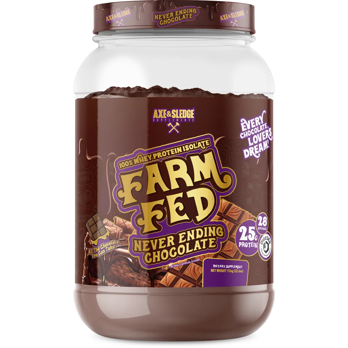 Axe & Sledge FARM FED 100% Whey Protein Isolate Powder - Premium Muscle Recovery & Growth Supplement for Athletes & Fitness Enthusiasts - Post-Workout, Meal Replacement & Healthy Lifestyle
