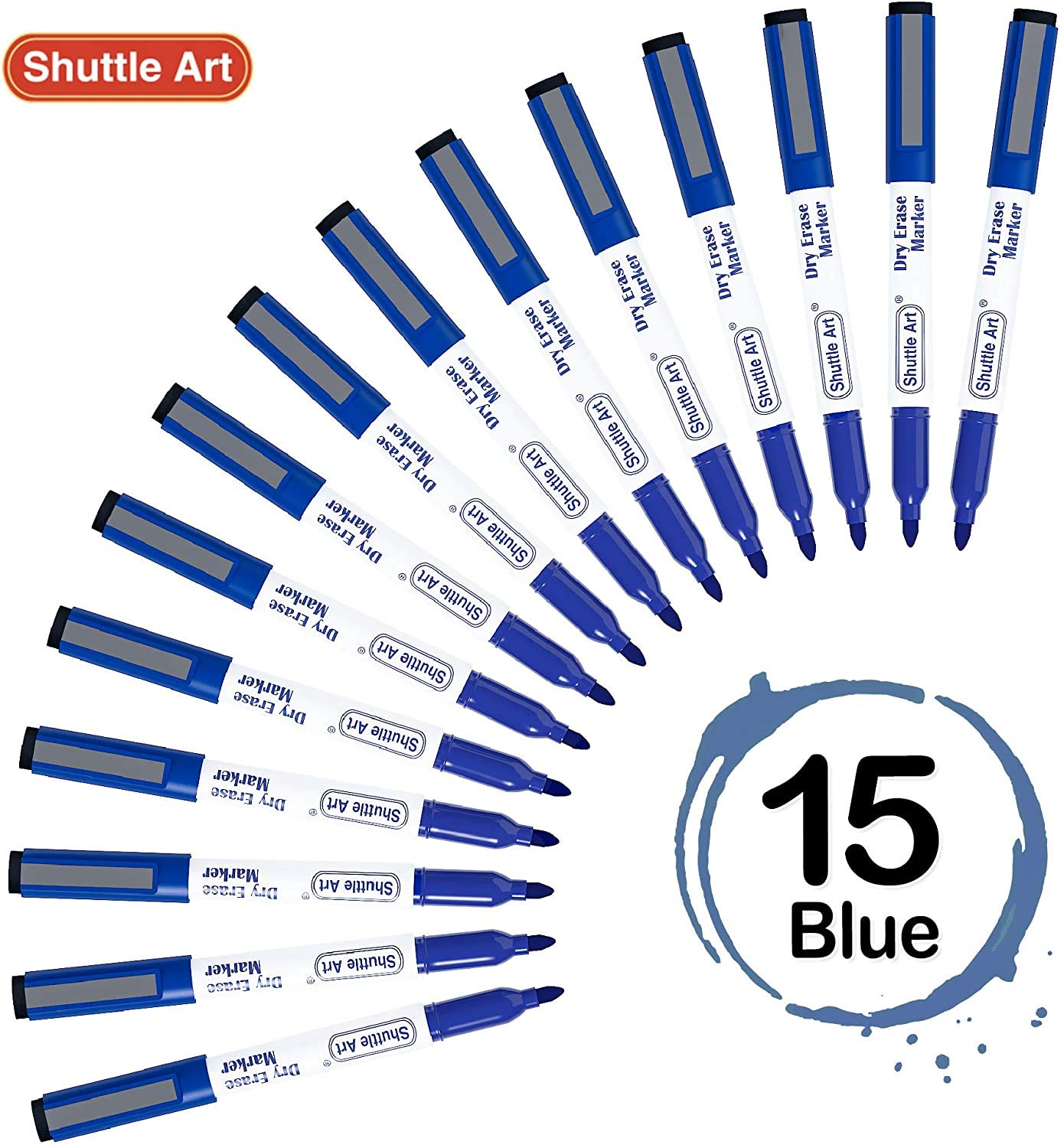 Shuttle Art 60 Pack Fine Point Dry Erase Markers - Magnetic Whiteboard Markers with Eraser for School, Office & Home - Perfect for Whiteboards, Glass, Mirrors & Refrigerators - Ideal for Teaching, Presentations & Home Organization