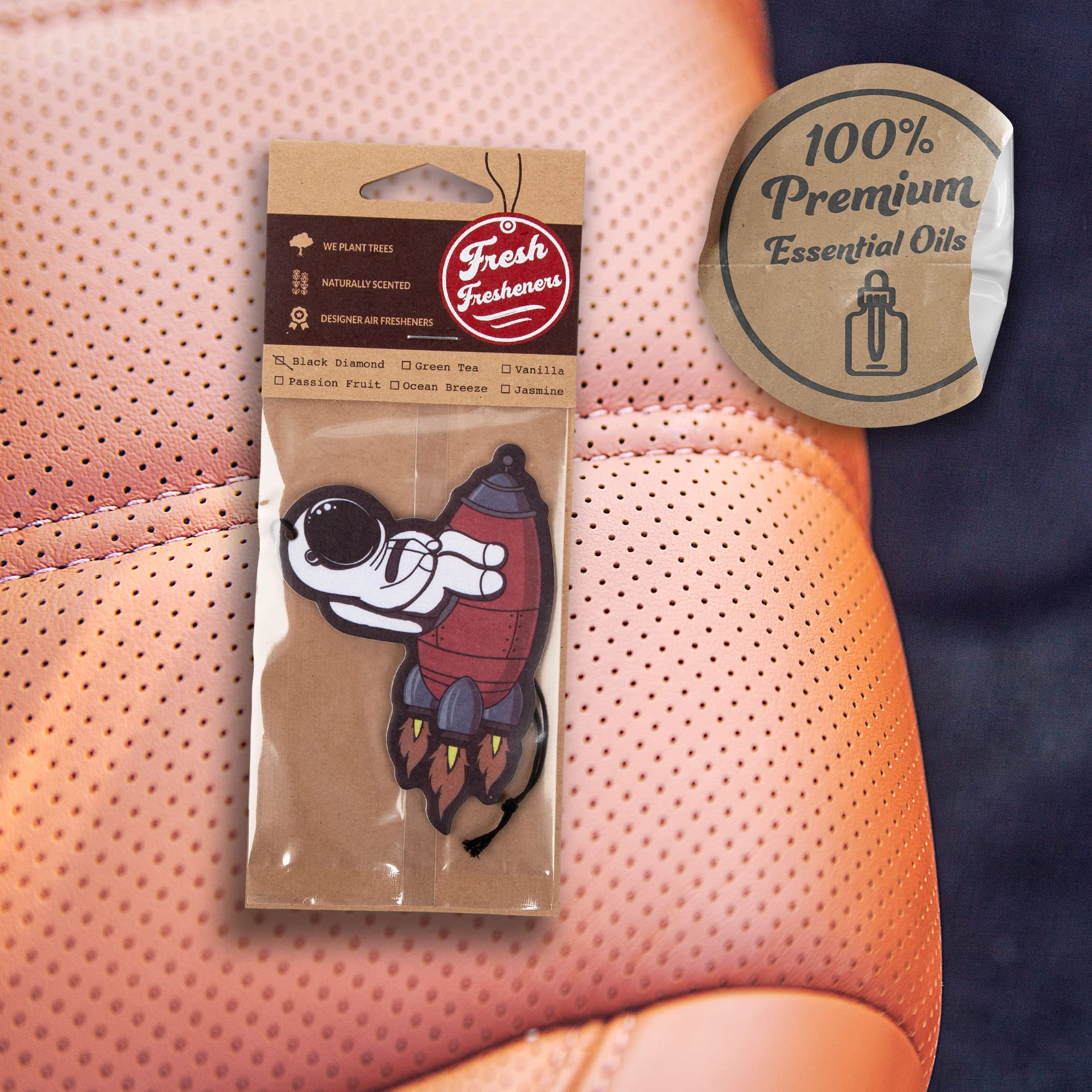 6 Pack Astronaut Car Air Freshener with Essential Oils - Long Lasting Scent for Vehicles, Office & Home | Fresh Fresheners Brand