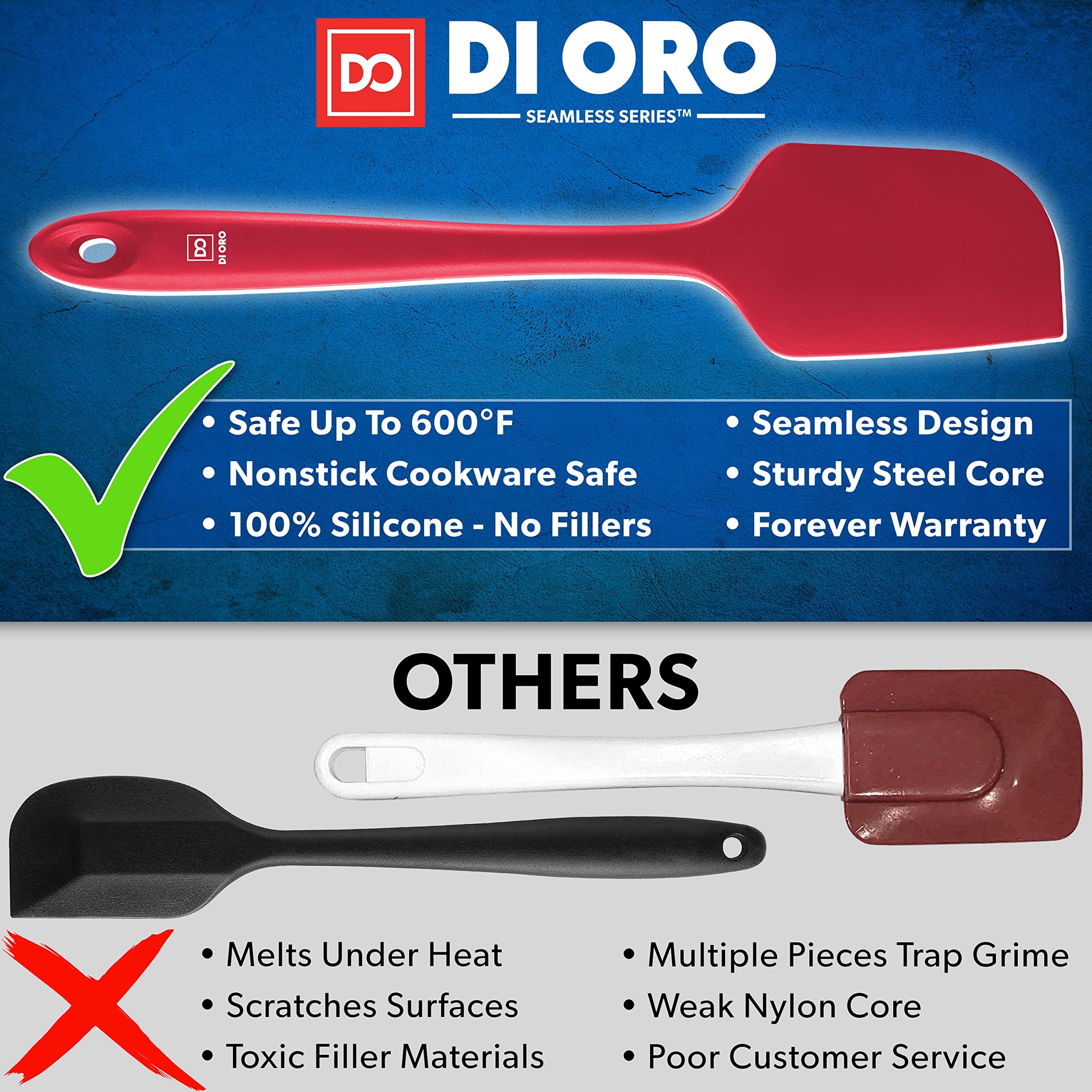 DI ORO Premium Silicone Spatula Set - 5-Piece Heat-Resistant Kitchen Utensils (600°F) for Baking, Cooking & Mixing - BPA-Free Rubber Scrapers for Nonstick Cookware - Dishwasher Safe (Red) - Perfect for Home Bakers & Professional Chefs