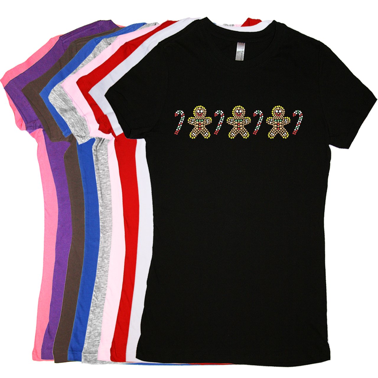 Gingerbread Men & Candy Canes Christmas T-Shirt for Women - Festive Holiday Sweater for Xmas Parties & Family Gatherings