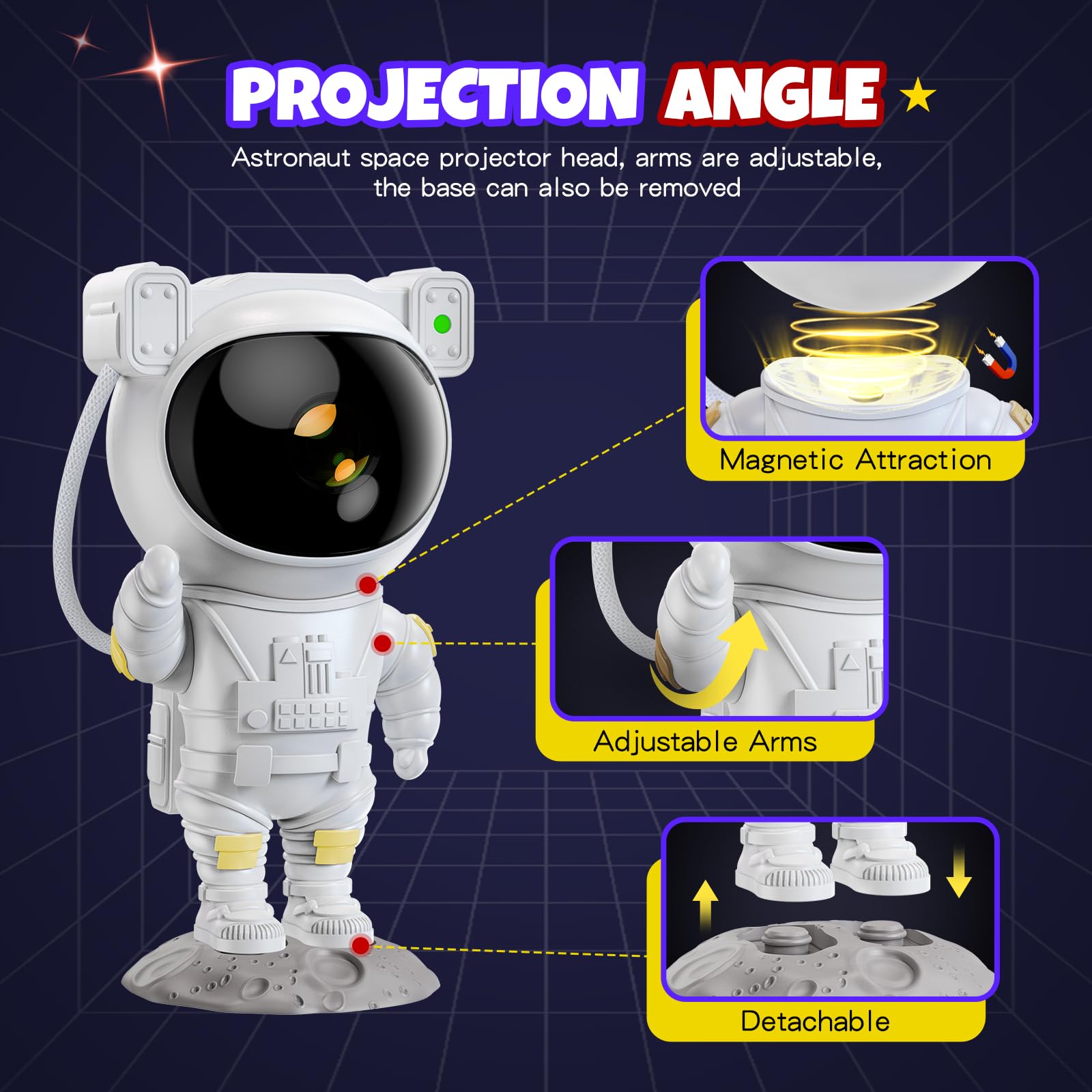 Astronaut Star Galaxy Projector - Space Night Light with Nebula Ceiling Projection, Timer & Remote Control | Perfect for Kids & Adults Bedroom Decor, Gaming Room Atmosphere, Meditation Space & Romantic Night Light