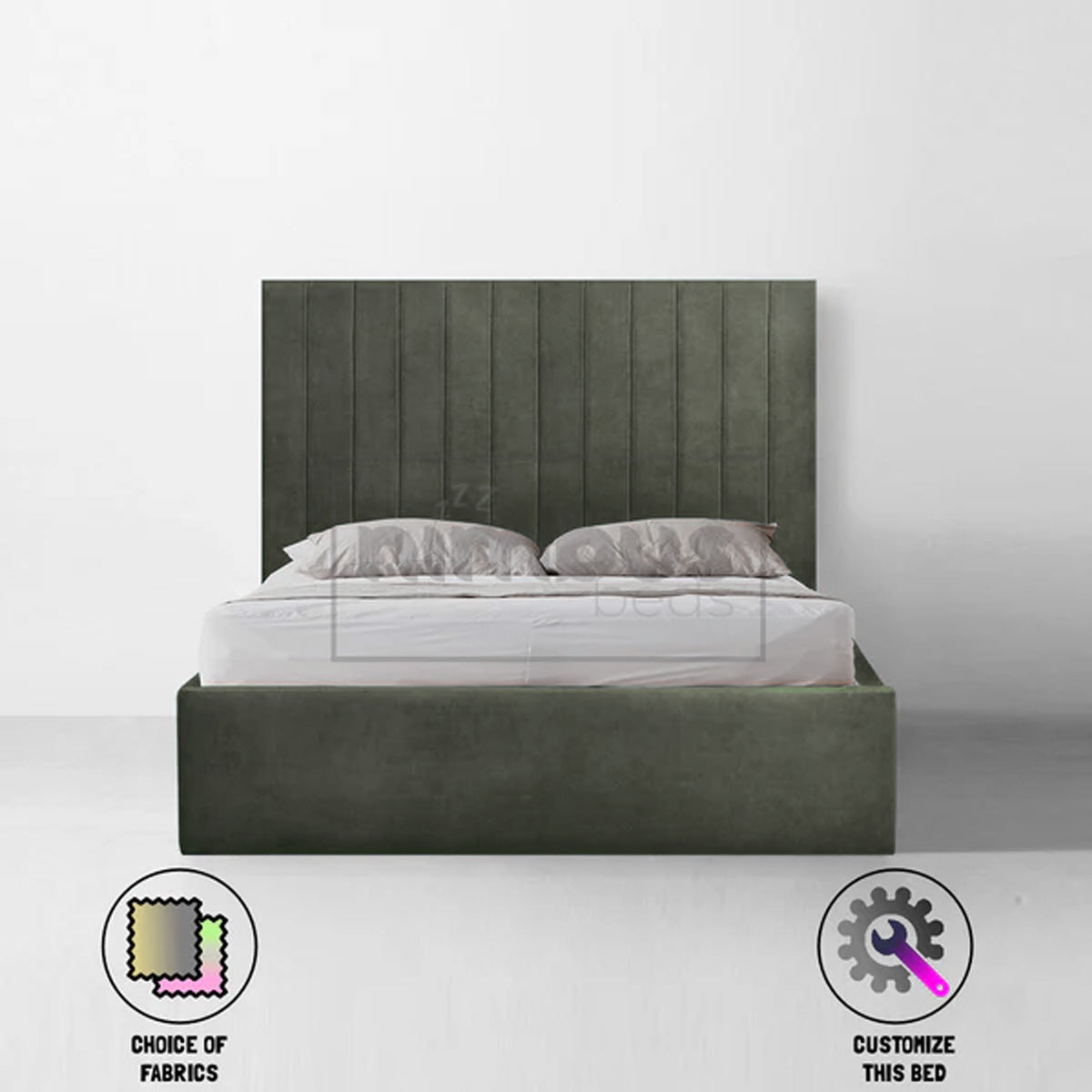 Sturdy Metal Vertical Bed Frame with Headboard - Queen Size Platform Bed for Small Spaces, Modern Bedroom Furniture - Perfect for Apartments, Dorms & Guest Rooms