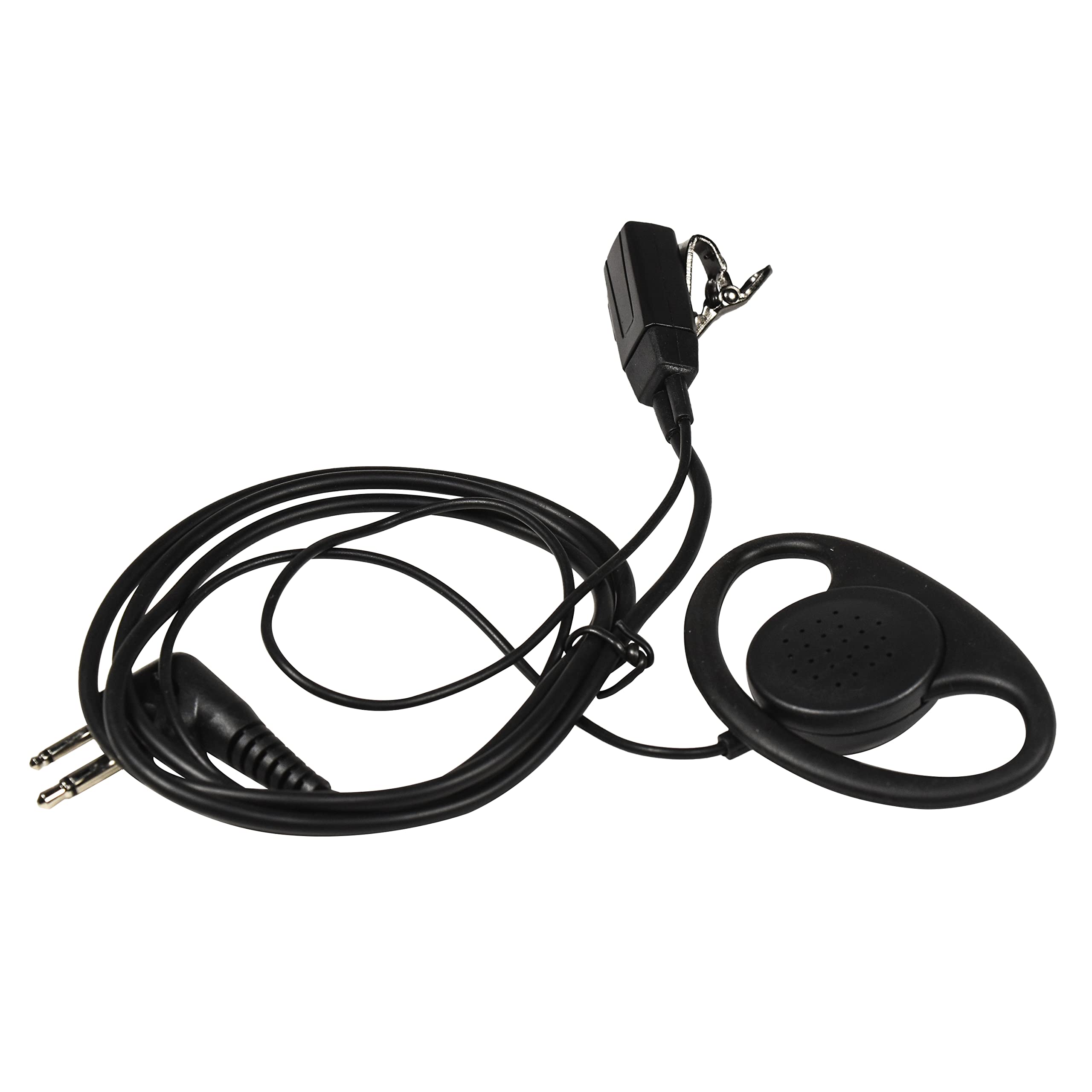 HQRP 4-Pack D-Shape Earpiece Headset with PTT Mic - Compatible with Motorola ECP-100, PR-400, Mag One BPR-40, EP-450 - Ideal for Security, Construction & Two-Way Radio Communication
