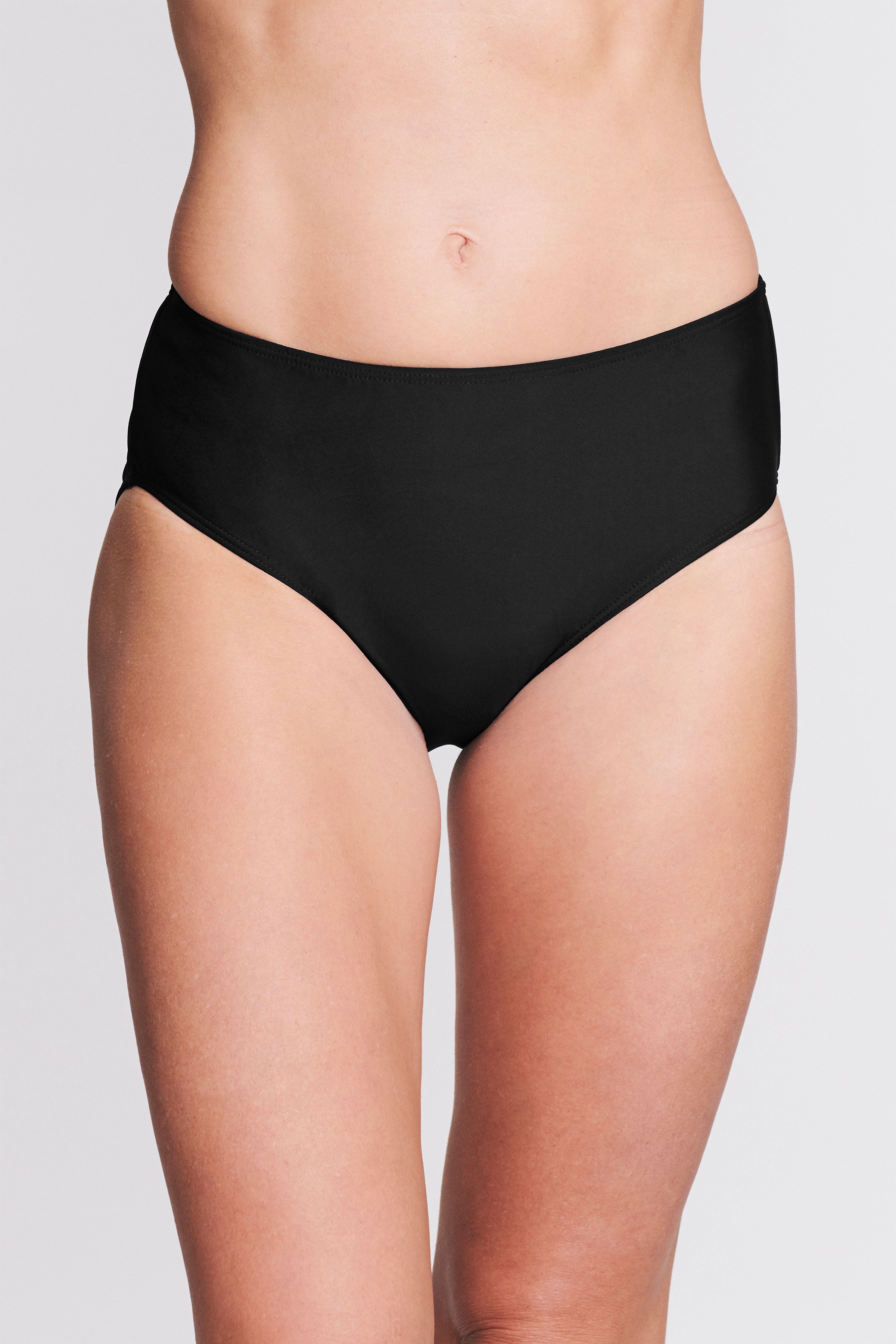 Mid Waist Solid Black Briefs for Women - Comfortable Cotton Underwear for Everyday Wear, Workout & Sleep