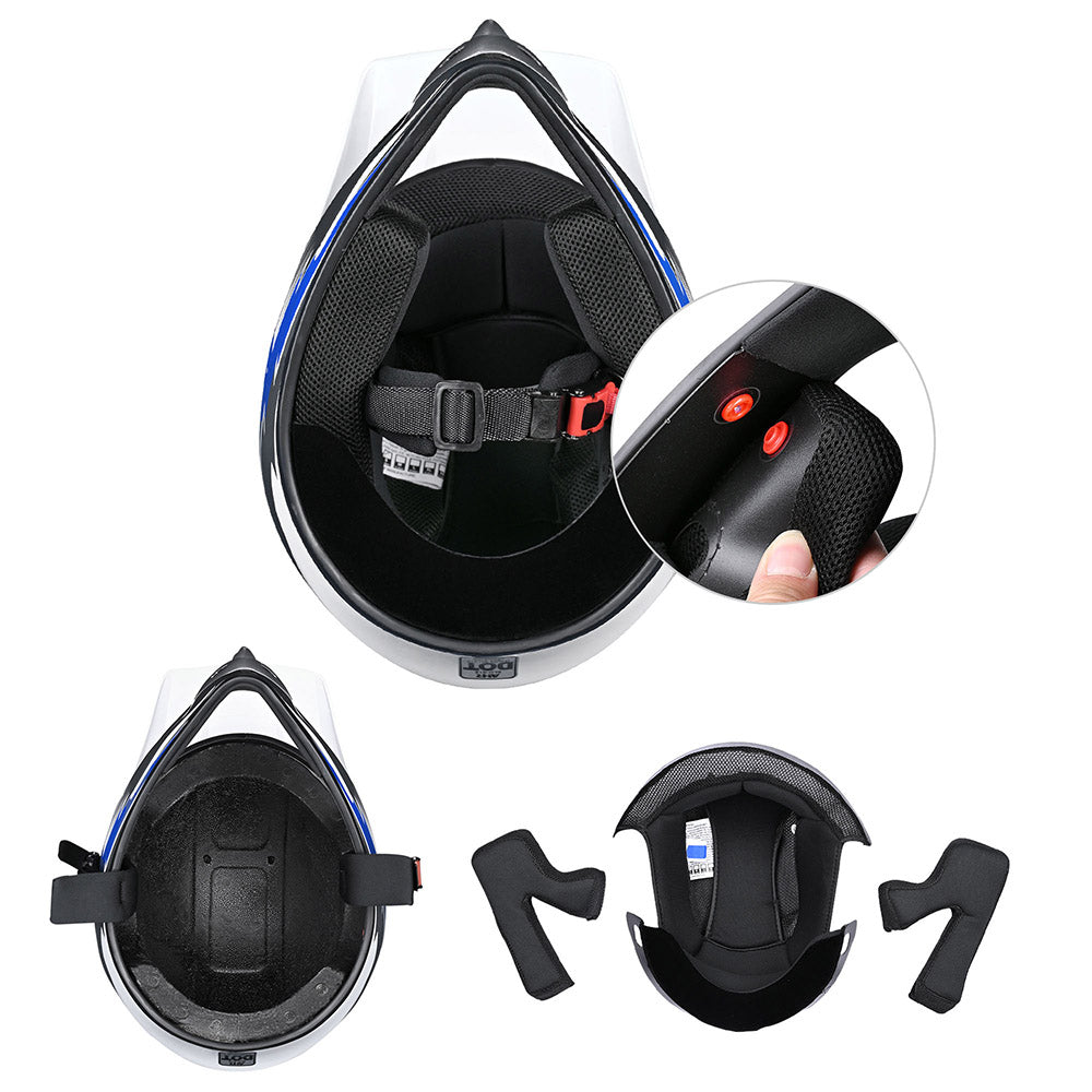 TheLAShop H VEN12 Youth Dirt Bike Helmet - DOT Approved, Lightweight & Durable, Blue - Perfect for Motocross, ATV Riding & Off-Road Adventures