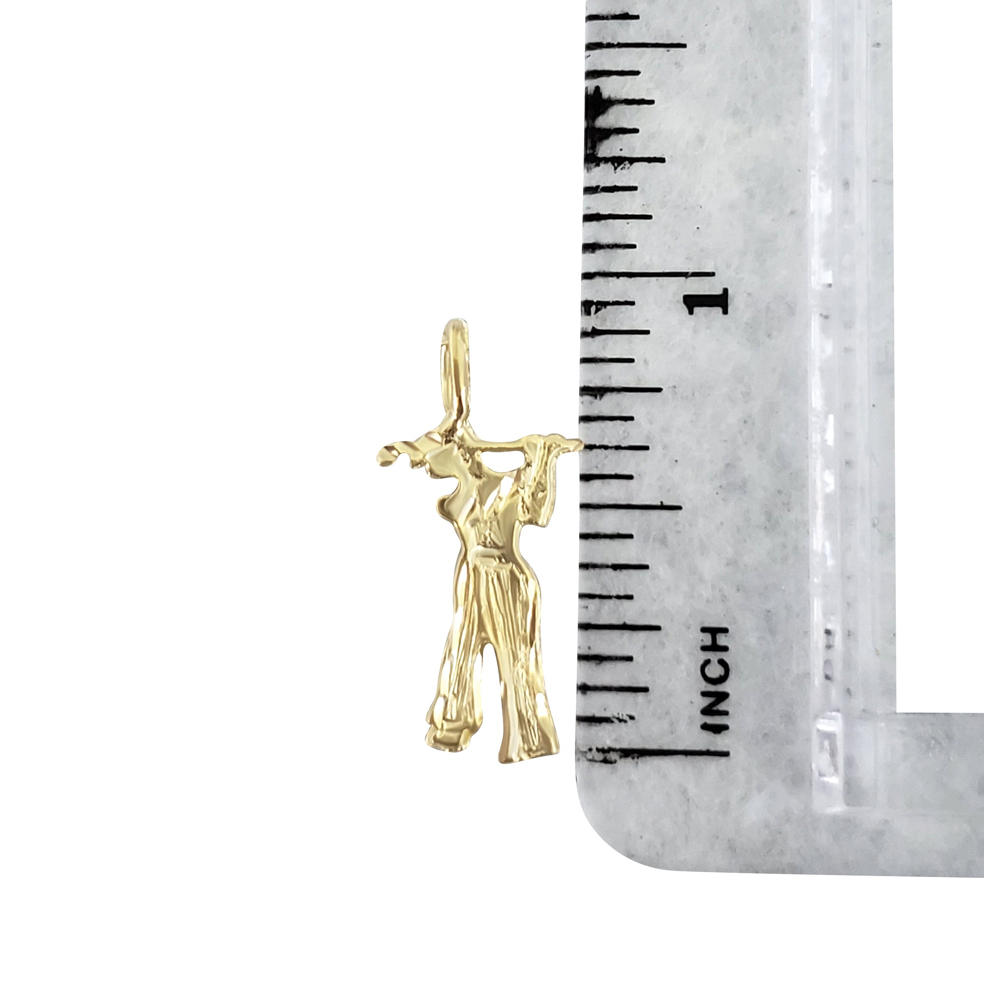 14K Yellow Gold Golf Swinging Charm Pendant - Perfect for Golf Lovers, Jewelry Gifts & Sports Enthusiasts