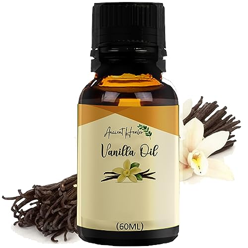 ANCIENT HEALER Pure Vanilla Essential Oil - 100% Natural & Organic Aromatherapy Oil for Skin Care, Hair Growth & Relaxation | Diffuser & Candle Making Ingredient | Perfect for Spa, Massage & Home Fragrance - 60ml Bottle