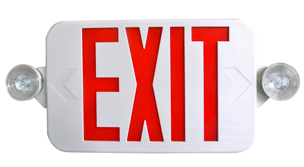 6 Pack LED Exit Sign with Emergency Light Combo - Battery Backup, Red/White - Perfect for Commercial Buildings, Warehouses & Emergency Exits