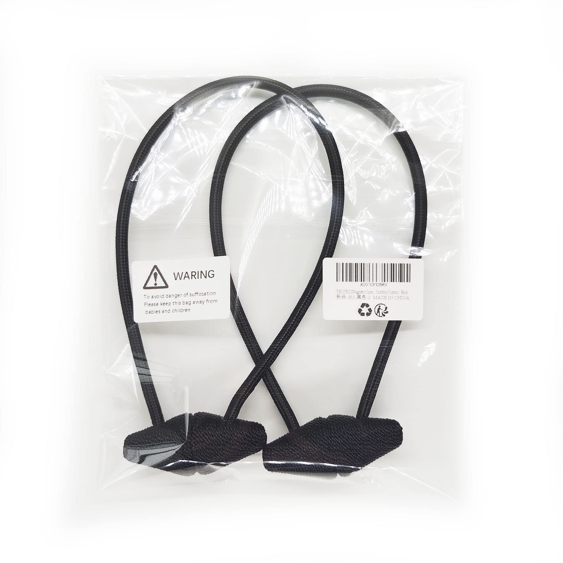 Upgraded Magnetic Curtain Tiebacks - 2 Pack 16 Inch Stronger Hold Drapery Holdbacks for Indoor & Outdoor Use (Black) - Perfect for Living Room, Bedroom, and Patio Decor