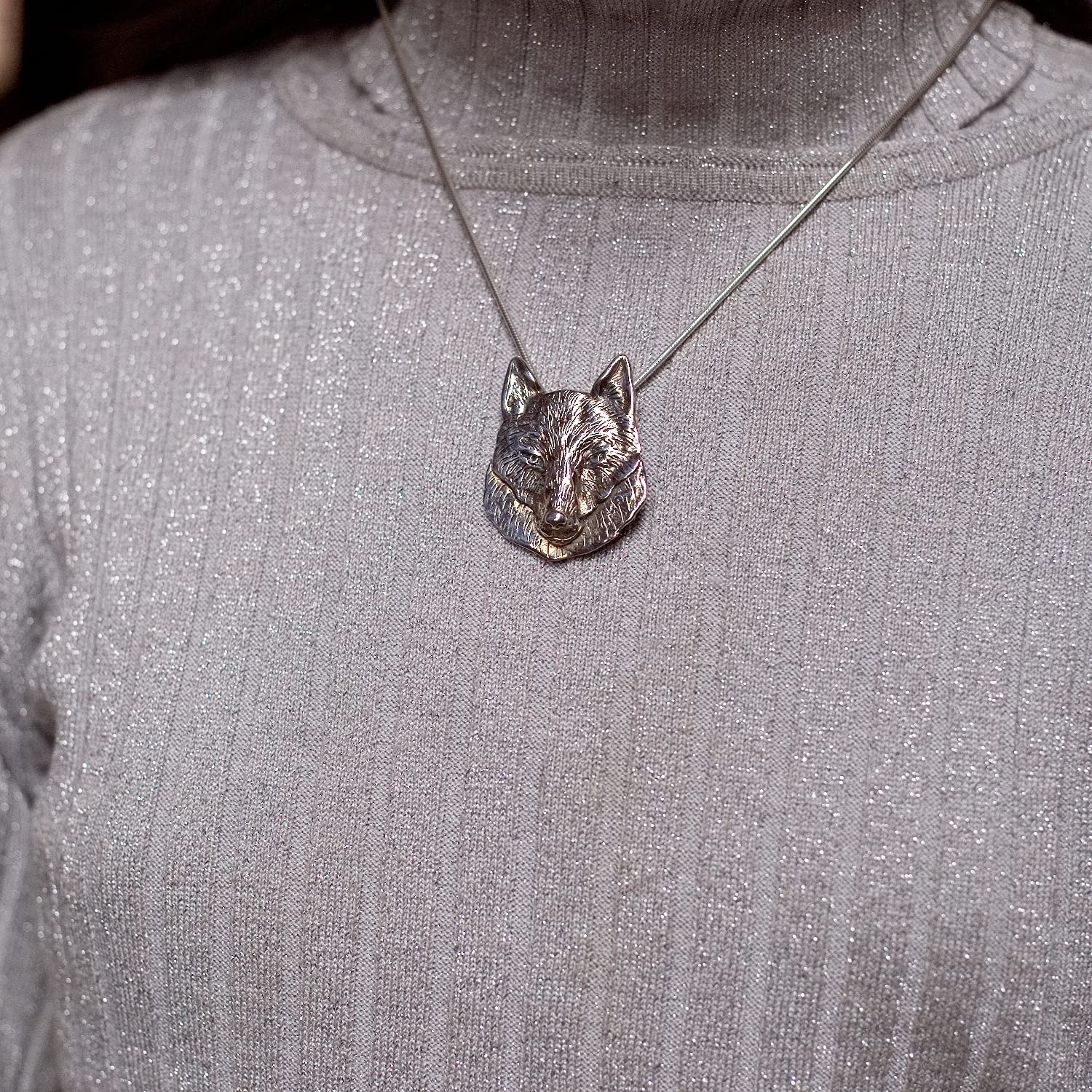 Sterling Silver Wolf Pin Pendant Necklace - Handmade Wolf Jewelry Gift for Women - USA Crafted - Perfect for Birthdays, Anniversaries & Nature Lovers