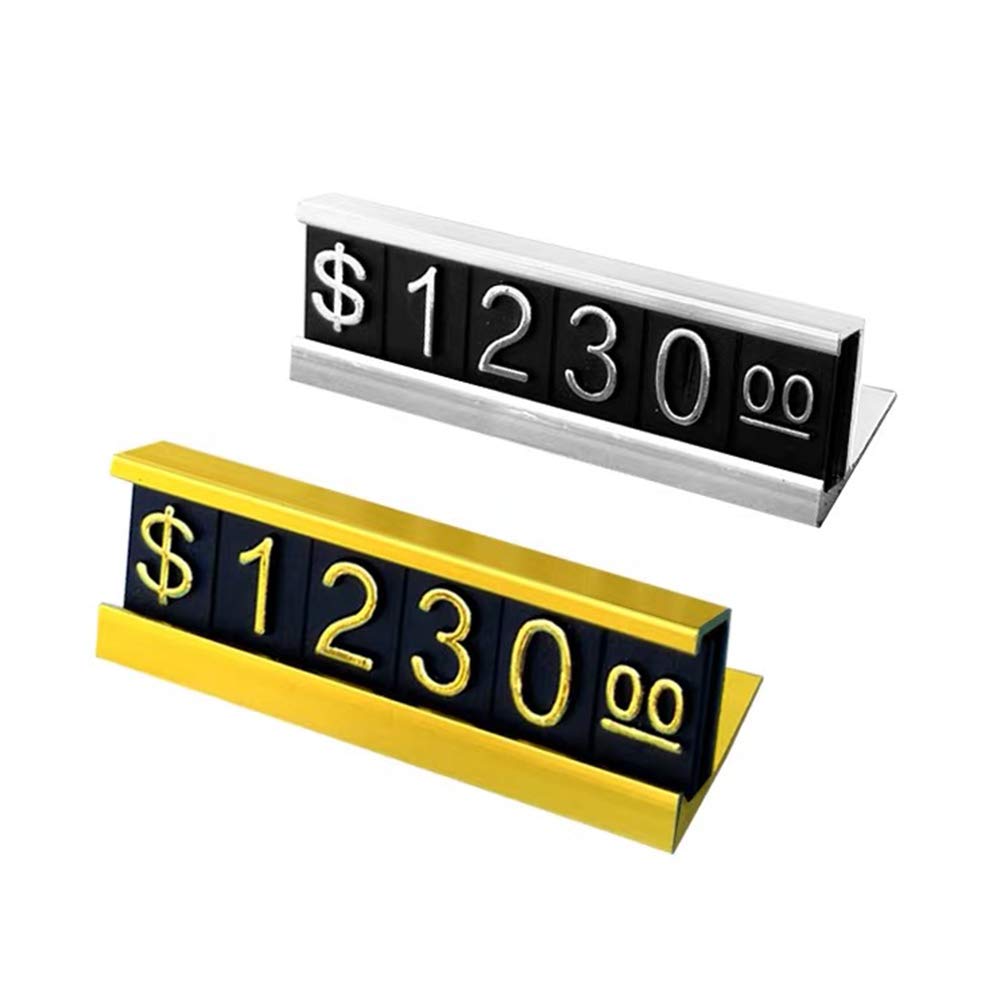 Adjustable Metal Price Tag Stand - 16 Sets (Silver) for Retail Displays