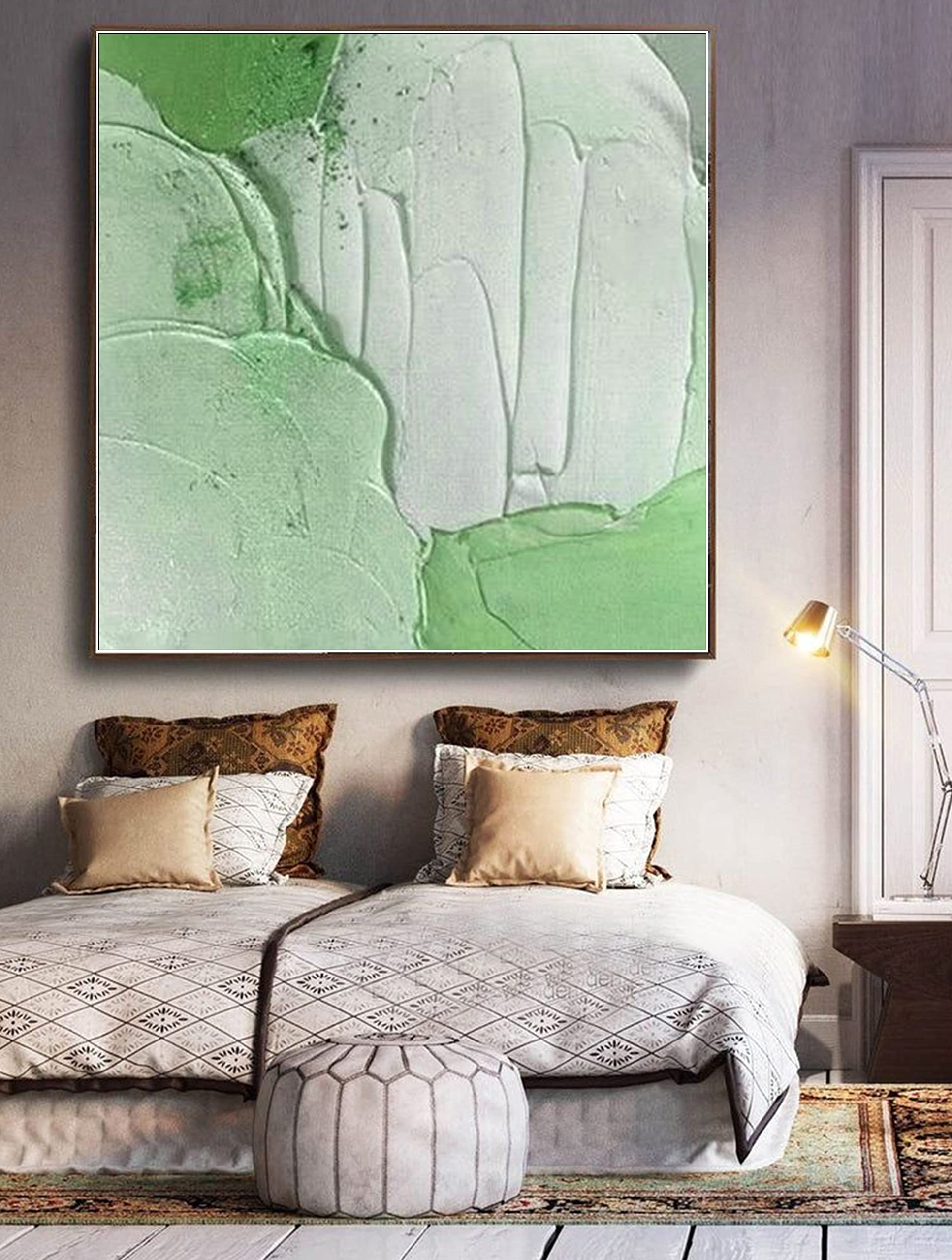 Large Original Abstract Blue and Green Tree Oil Painting on Canvas - 72x72 Inch Handmade Landscape Wall Art for Living Room, Bedroom, or Office Decor | Modern Home & Interior Design