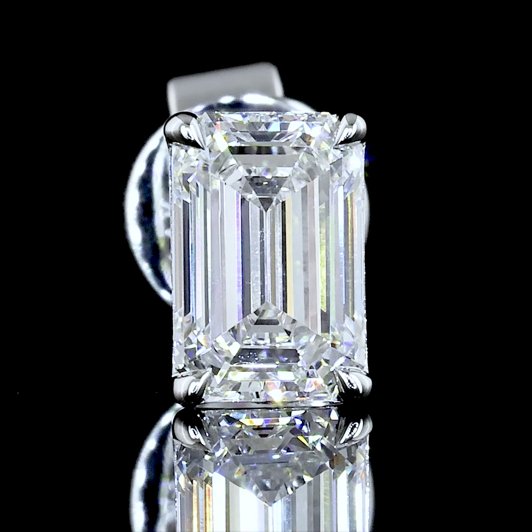 1.03 Carat Lab Grown Emerald Cut Diamond Stud Earrings in 14K White Gold | F Color VS2 Clarity | Elegant Everyday Jewelry & Gift for Women