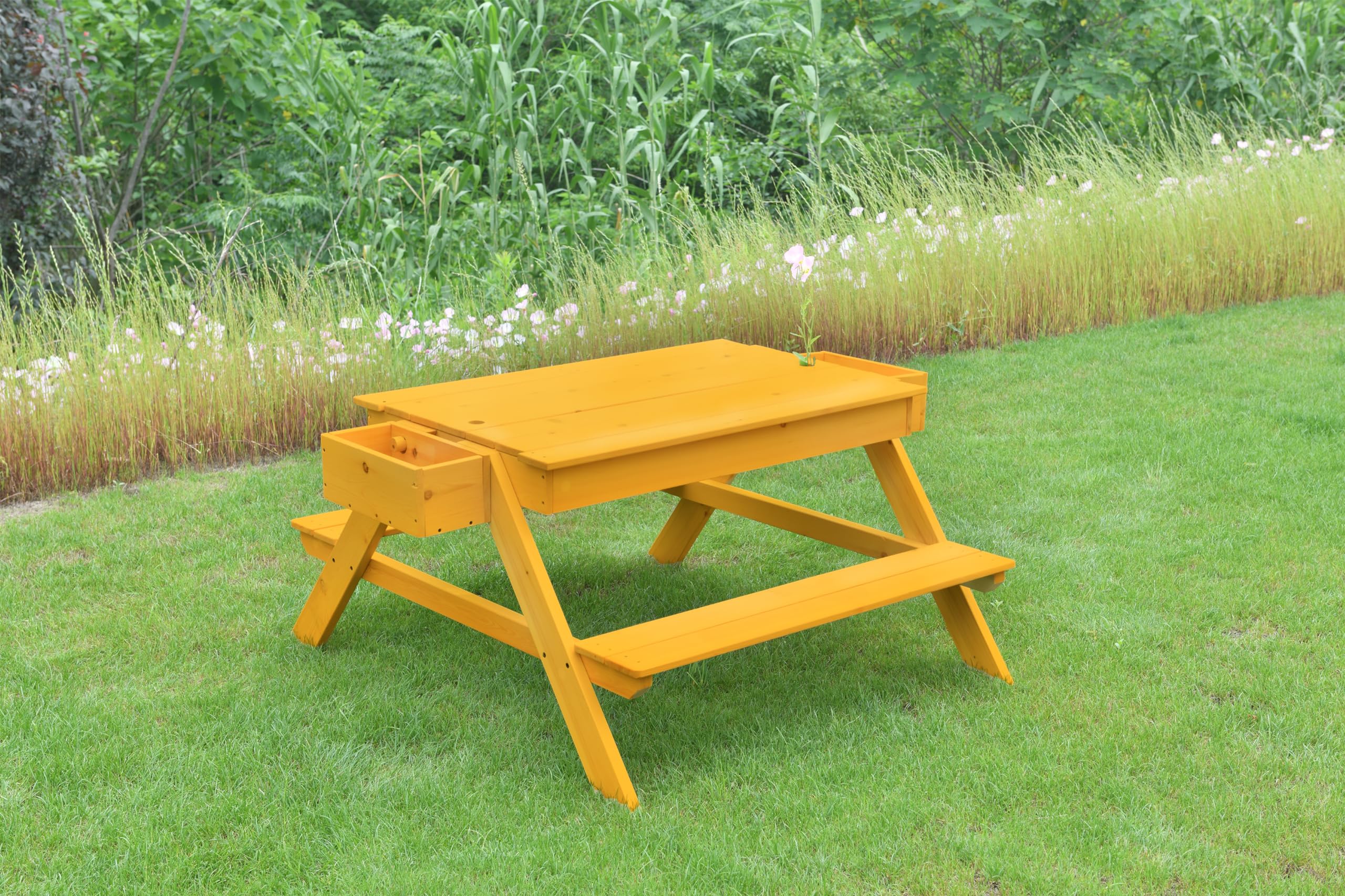 Avenlur Kids Wooden Sand and Water Table - Durable Pine Wood Sensory Play Table with Storage Shelf - Portable Outdoor Activity Center for Creative & Imaginative Play - Perfect for Backyard, Beach, and Playroom Fun
