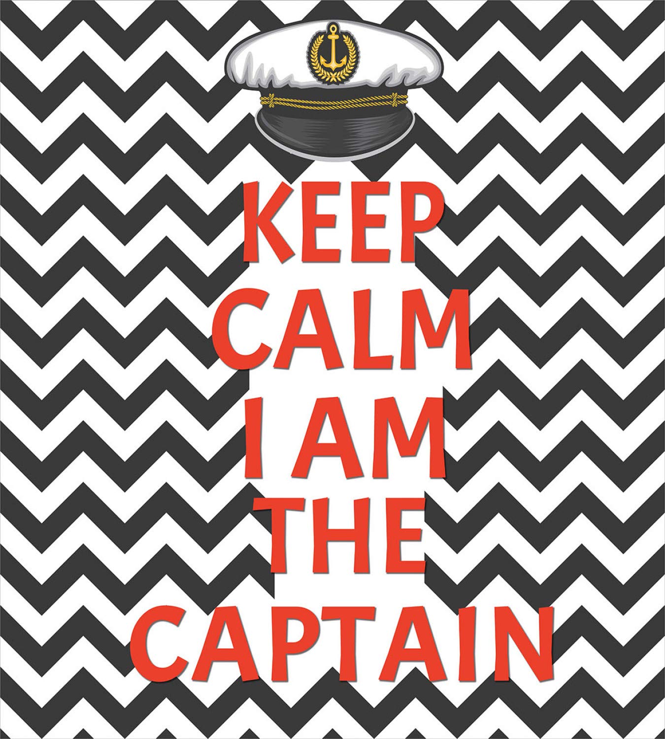 Ambesonne Marine Duvet Cover Set 3-Piece - Keep Calm I'm The Captain Chevron Design, California King Size, Coral Grey & White - Perfect for Nautical Themed Bedrooms & Beach House Decor