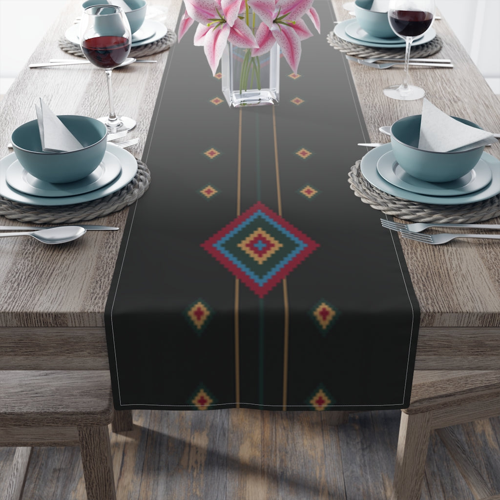 Black Diamond Southwestern Table Runner - Elegant Kitchen & Dining Table Linens Cloth for Home Decor, Party & Holiday Dinner Settings