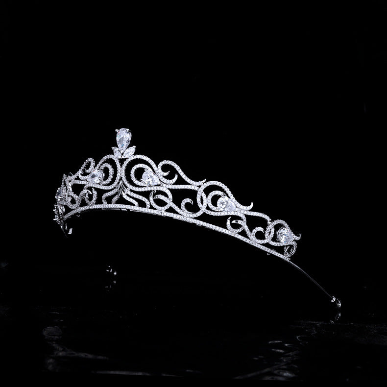 Elegant Cubic Zirconia Wedding Tiara with Crystals - Silver Bridal Diadem S16226 for Bride, Prom, Pageant & Special Occasions