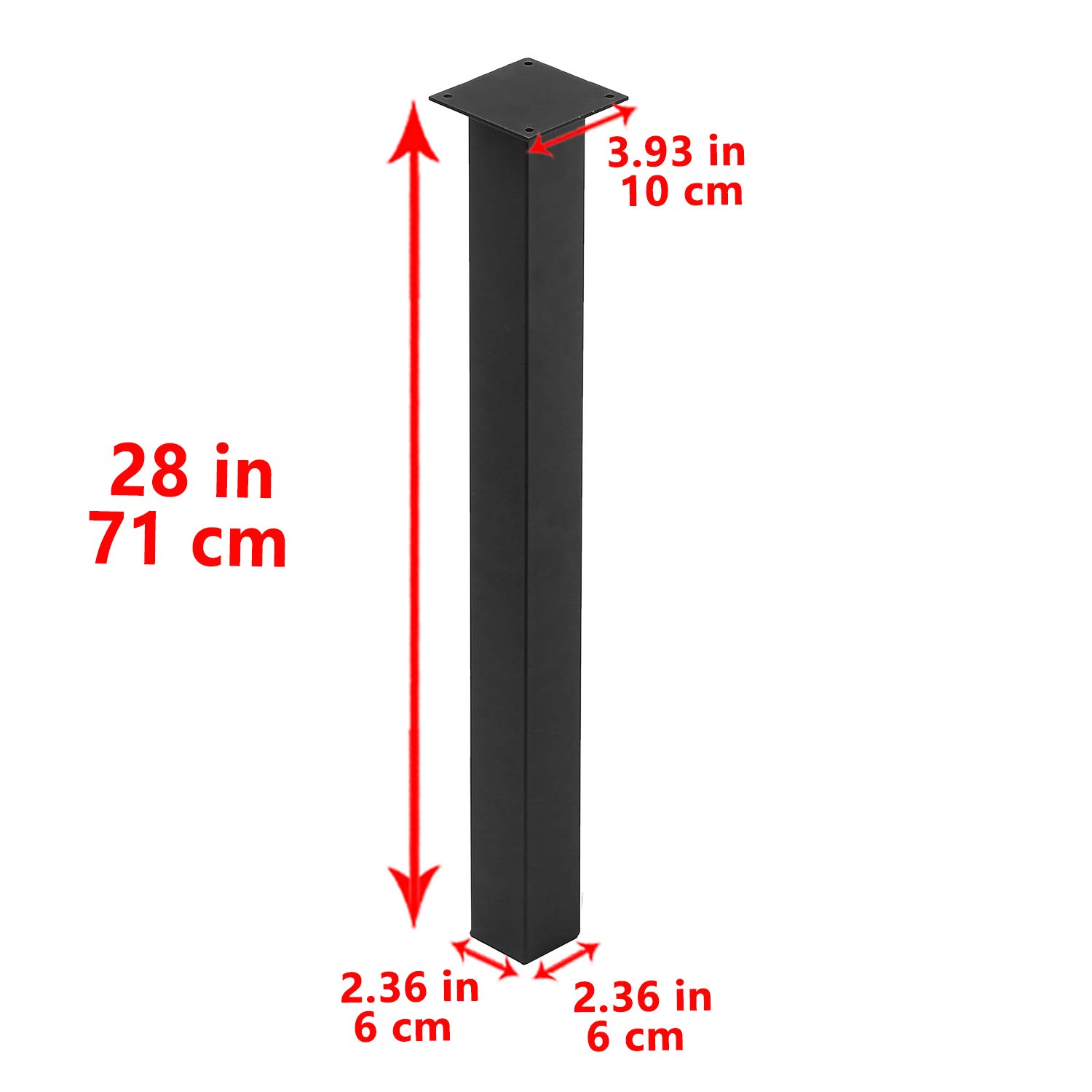 MBQQ Rustic H28 Metal Table Legs - Heavy Duty Iron Desk & Dining Table Legs, Set of 4 Black - Perfect for DIY Furniture Projects, Farmhouse Decor & Home Office Desks