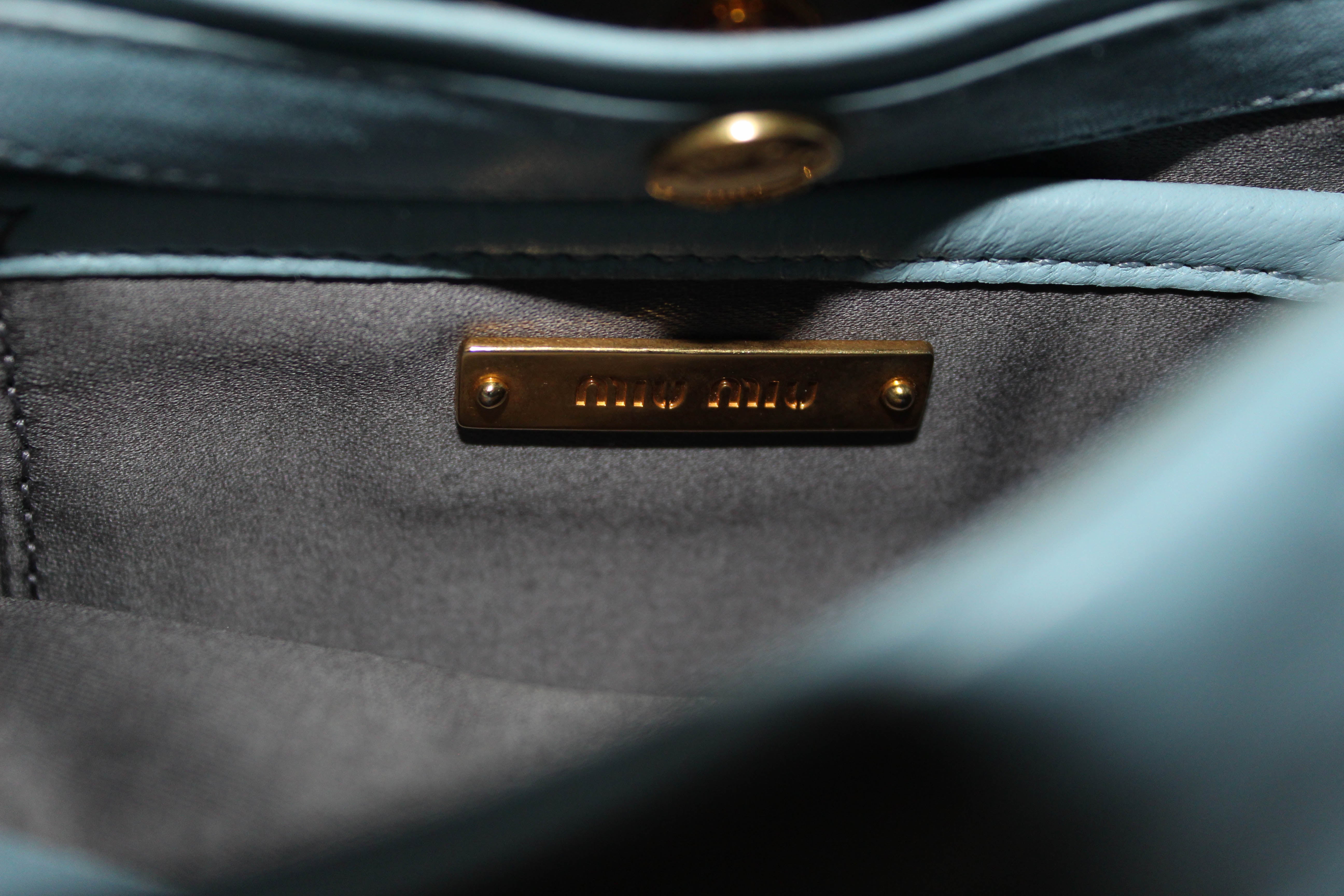 Authentic Miu Miu Blue Lambskin Leather Frame Crossbody Bag for Women | Luxury Designer Handbag | Perfect for Date Night, Parties & Everyday Use