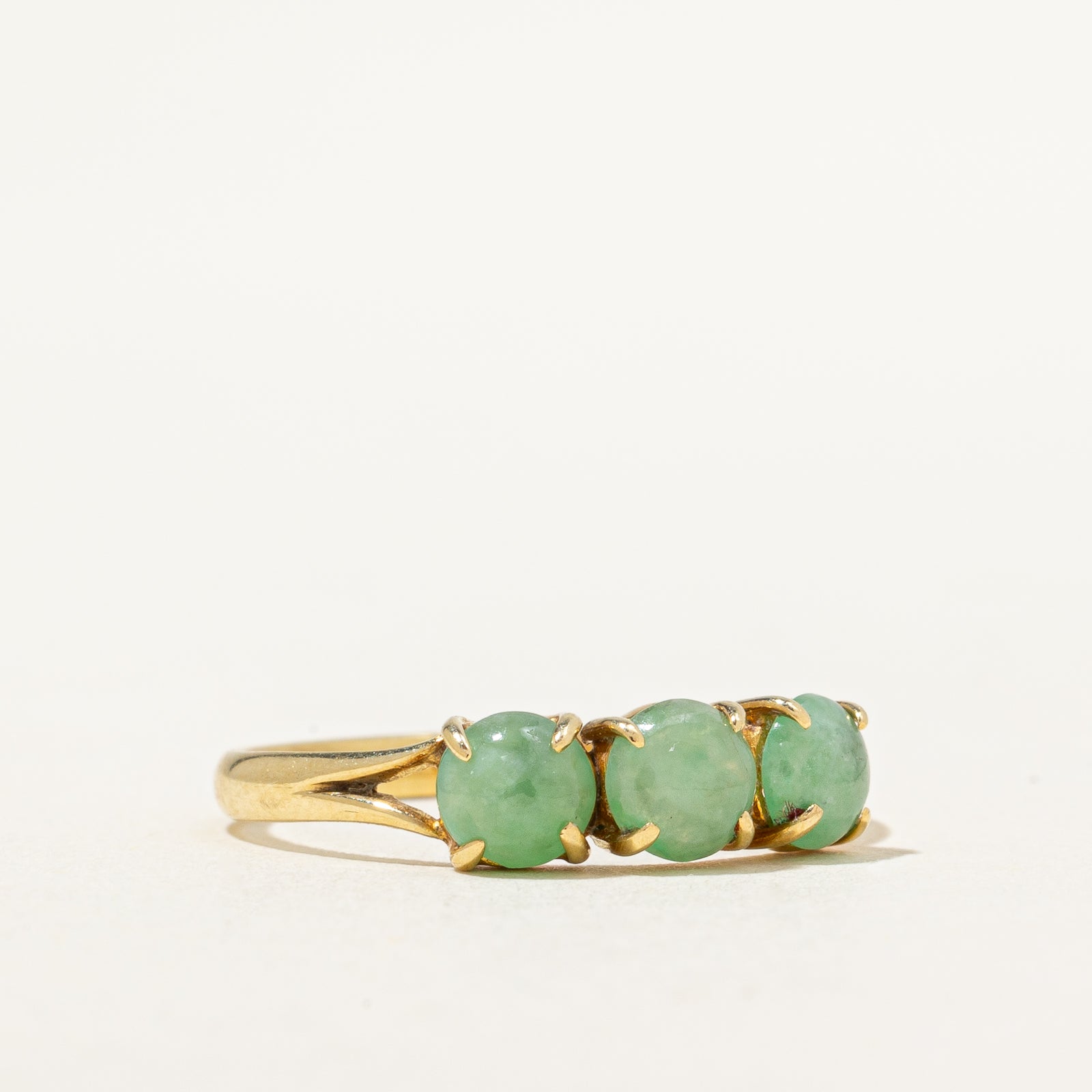 Exquisite Three Stone Jade Ring | 0.96 Carat Total Weight | Size 5.25 | Elegant Wedding, Anniversary & Gift Jewelry for Women