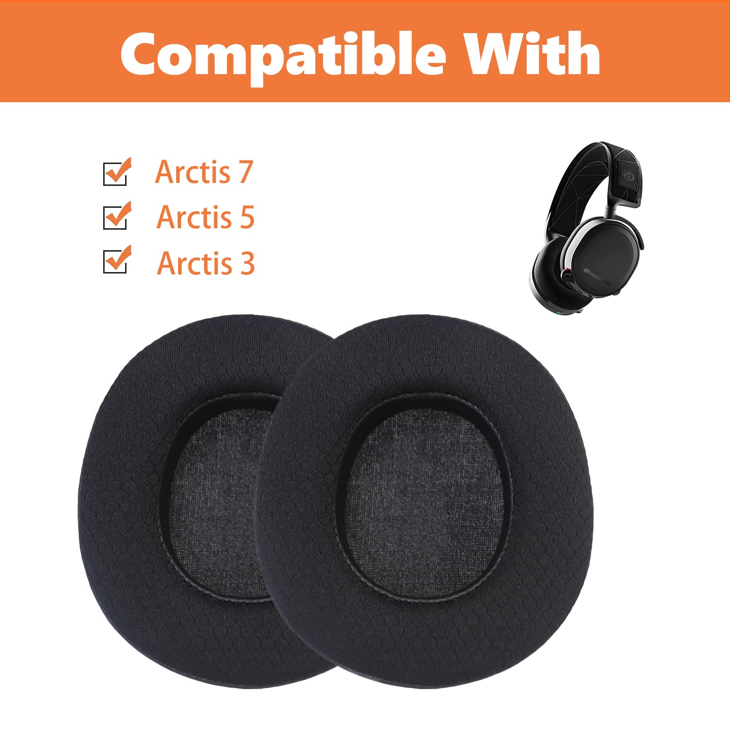 SteelSeries Arctis Nova Pro Wireless Gaming Headset Replacement Ear Pads - Aiivioll Memory Foam Cushions with Original Mesh Design (Black) for Enhanced Comfort During Long Gaming Sessions & Work Calls