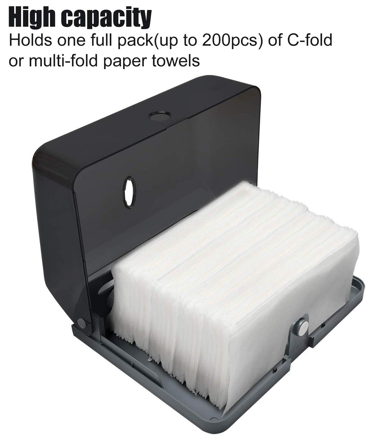 AILELAN Commercial Paper Towel Dispenser - Wall Mount Multifold/C-Fold Toilet Tissue Holder for Kitchen, Restroom & Office - Black (Space-Saving, Hygienic Solution for High-Traffic Areas)