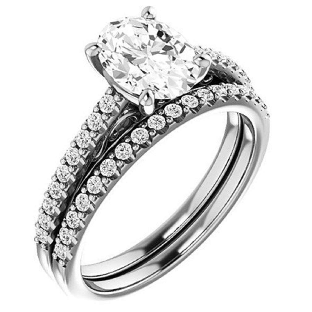 2CT Oval Cut Colorless Moissanite Engagement Ring - 14K Gold/Silver Wedding Band, Eternity Solitaire Halo Ring - Vintage Antique Style Anniversary Promise Gift for Her - Perfect for Bridal, Proposals & Special Occasions