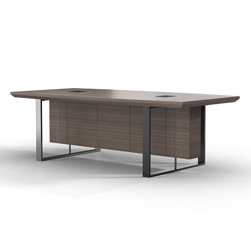 INIGO 8ft Boardroom Meeting Table - Hazelnut & Black Finish - Large Conference Table for Office, Meeting Room, and Corporate Events